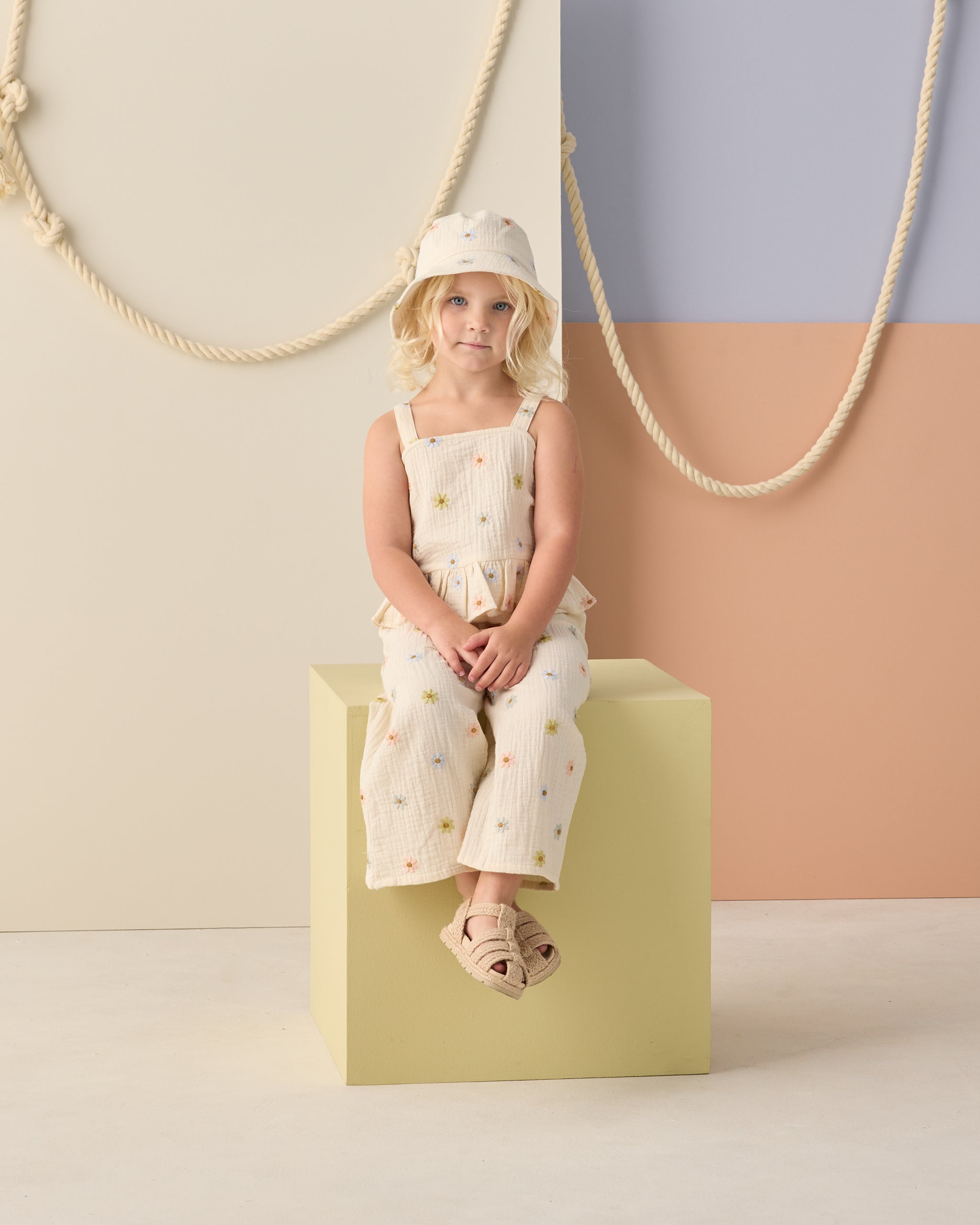 Kayli Set Embroidered Daisies - Rylee + Cru | Kids Clothes | Trendy Baby Clothes | Modern Infant Outfits |