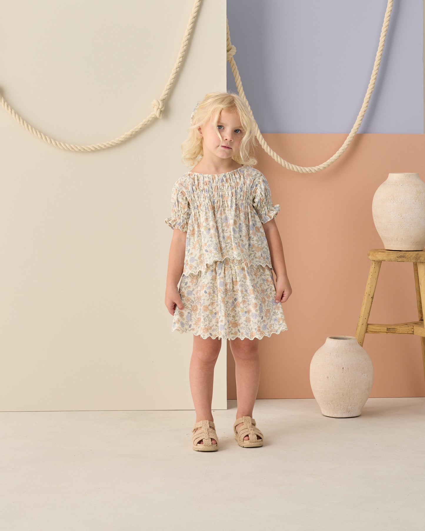Smocked V Mini Skirt Bloom - Rylee + Cru | Kids Clothes | Trendy Baby Clothes | Modern Infant Outfits |