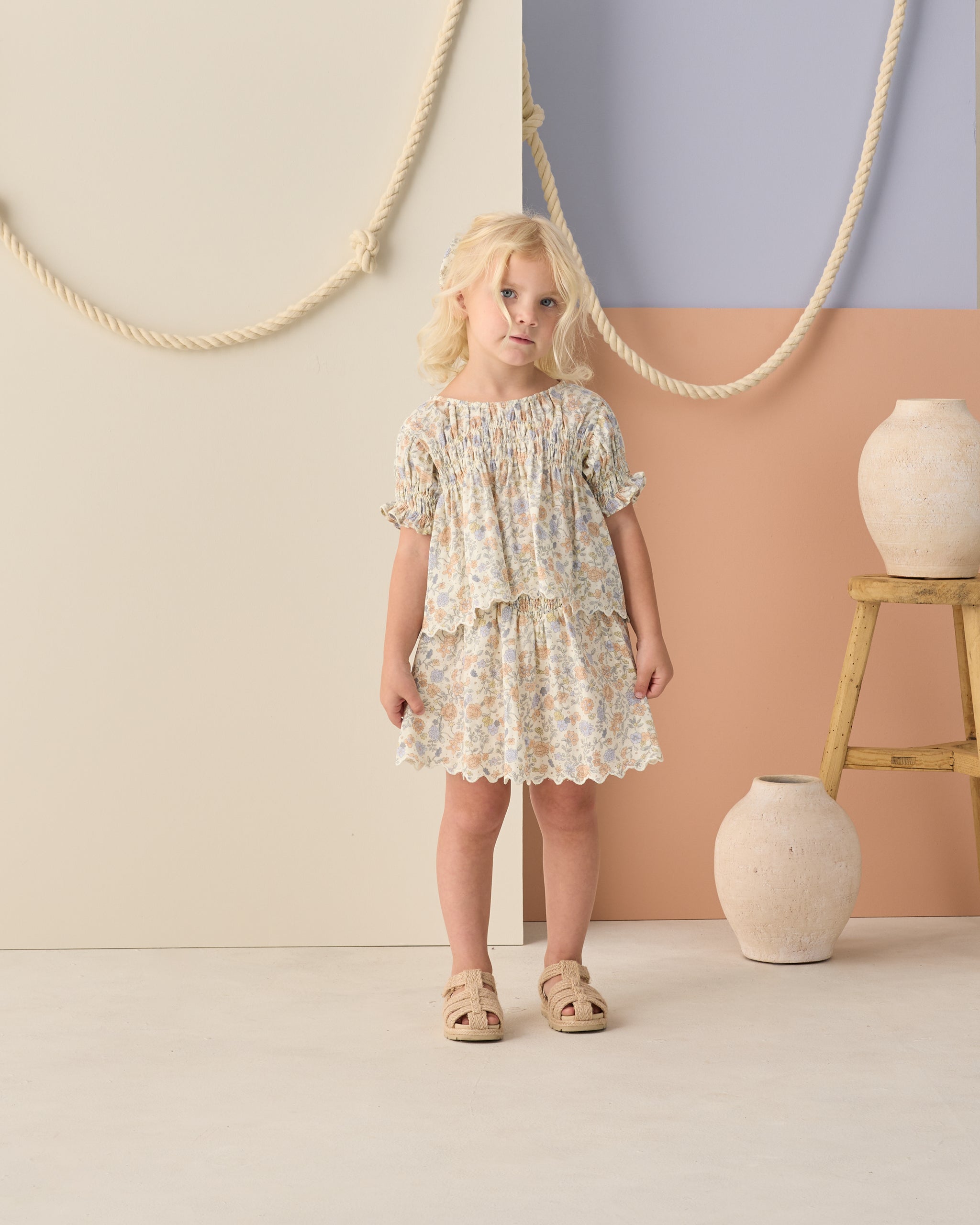 Smocked V Mini Skirt Bloom - Rylee + Cru | Kids Clothes | Trendy Baby Clothes | Modern Infant Outfits |