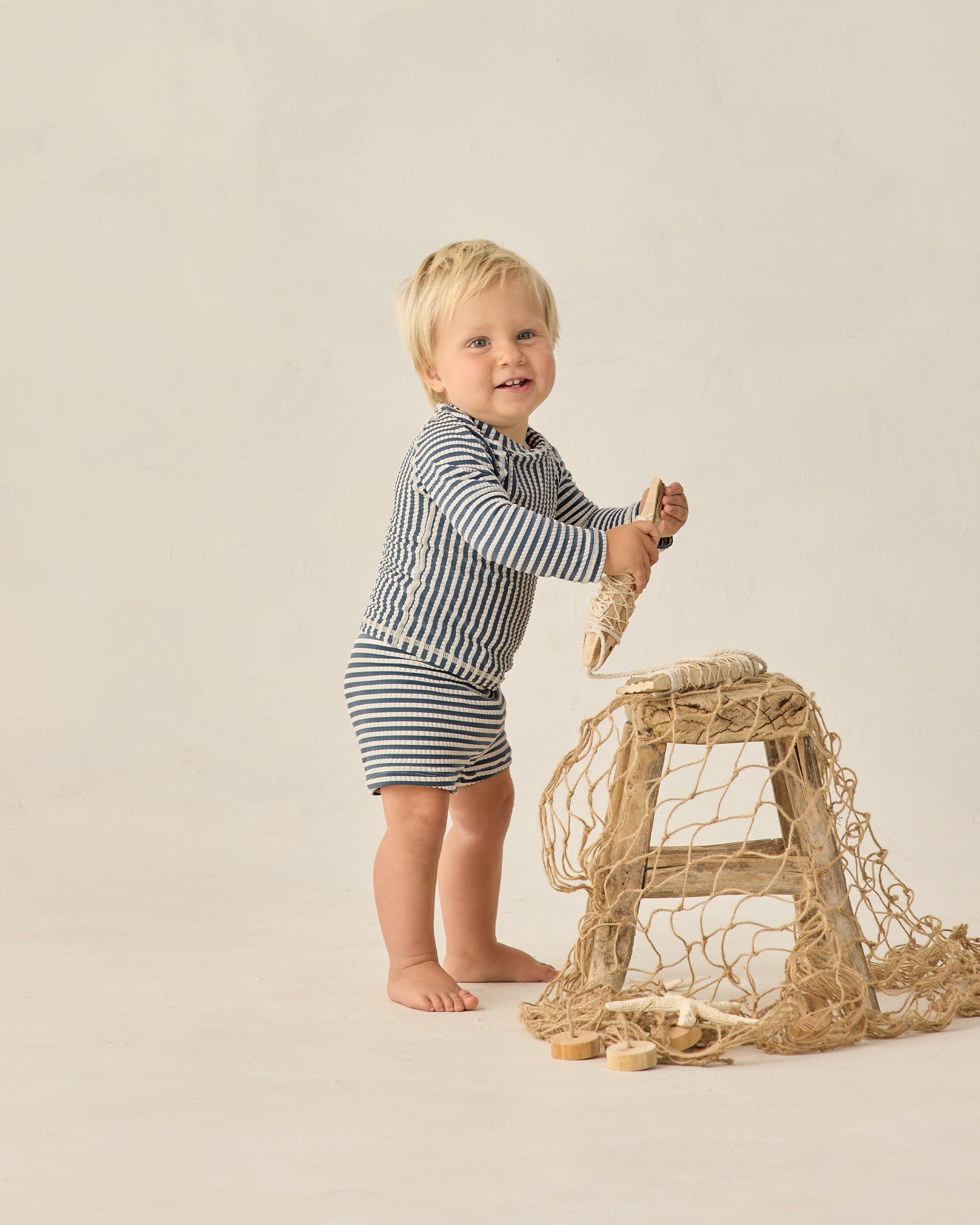 Boys Rashguard Set Navy Stripe - Rylee + Cru | Kids Clothes | Trendy Baby Clothes | Modern Infant Outfits |