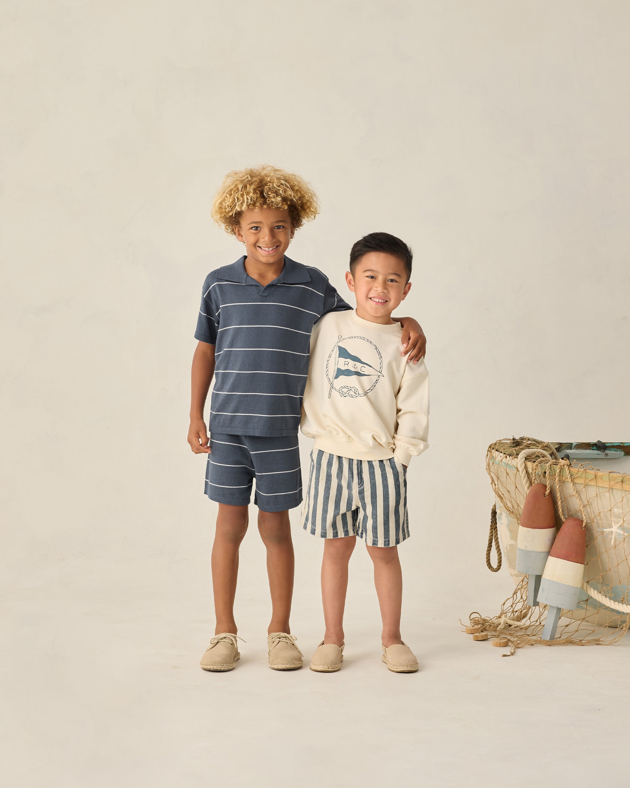 Chandler Knit Short Navy Stripe - Rylee + Cru | Kids Clothes | Trendy Baby Clothes | Modern Infant Outfits |