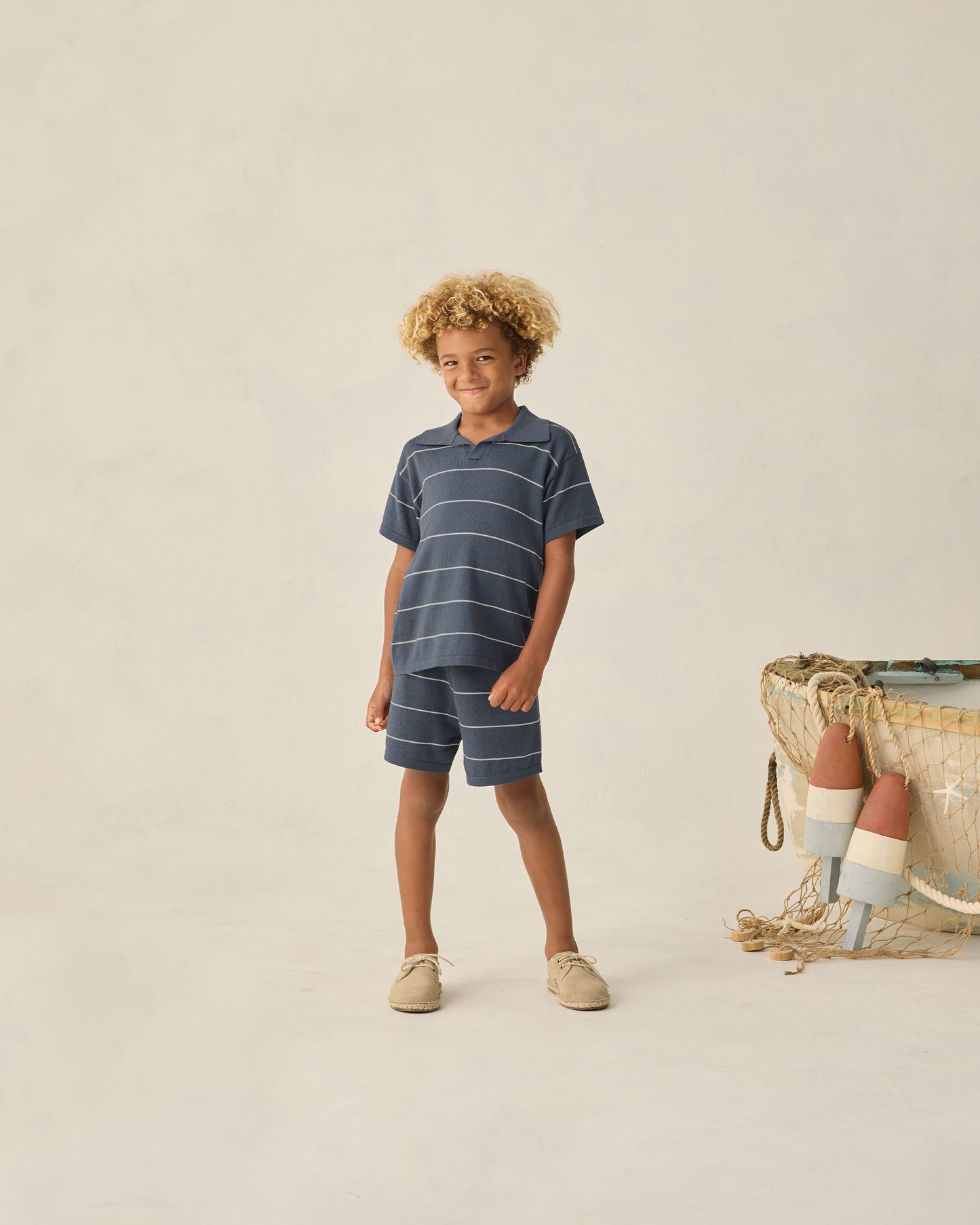 Chandler Knit Short Navy Stripe - Rylee + Cru | Kids Clothes | Trendy Baby Clothes | Modern Infant Outfits |