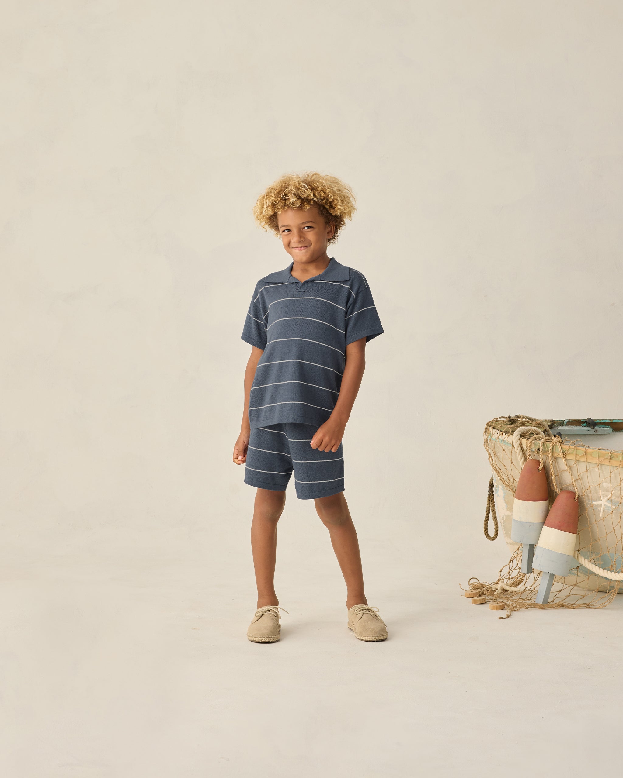 Chandler Knit Short Navy Stripe - Rylee + Cru | Kids Clothes | Trendy Baby Clothes | Modern Infant Outfits |