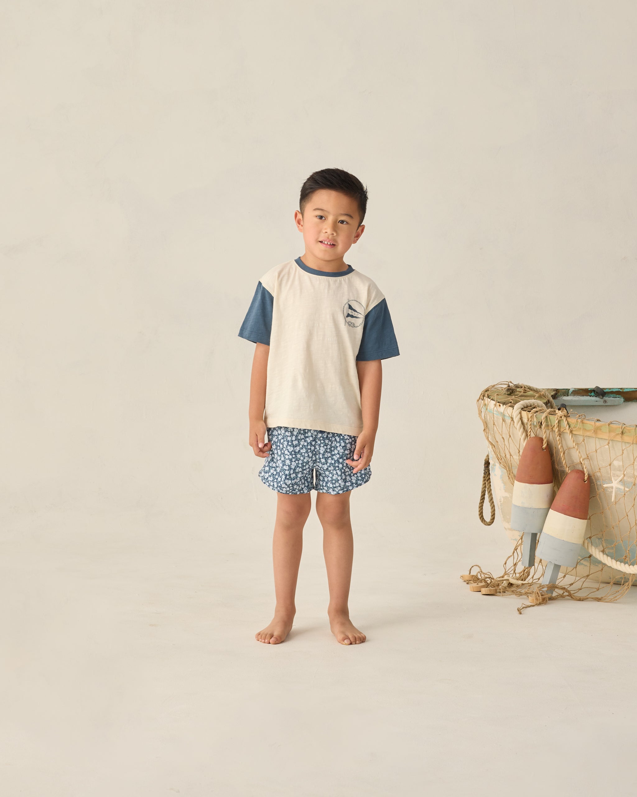 Swim Trunk Navy Floral - Rylee + Cru | Kids Clothes | Trendy Baby Clothes | Modern Infant Outfits |