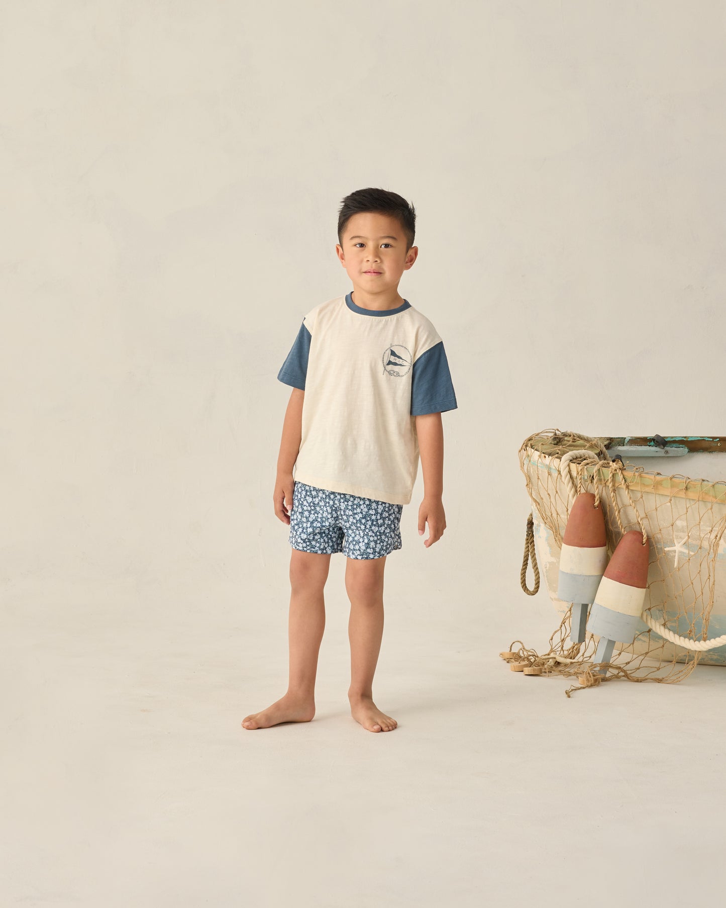 Swim Trunk Navy Floral - Rylee + Cru | Kids Clothes | Trendy Baby Clothes | Modern Infant Outfits |