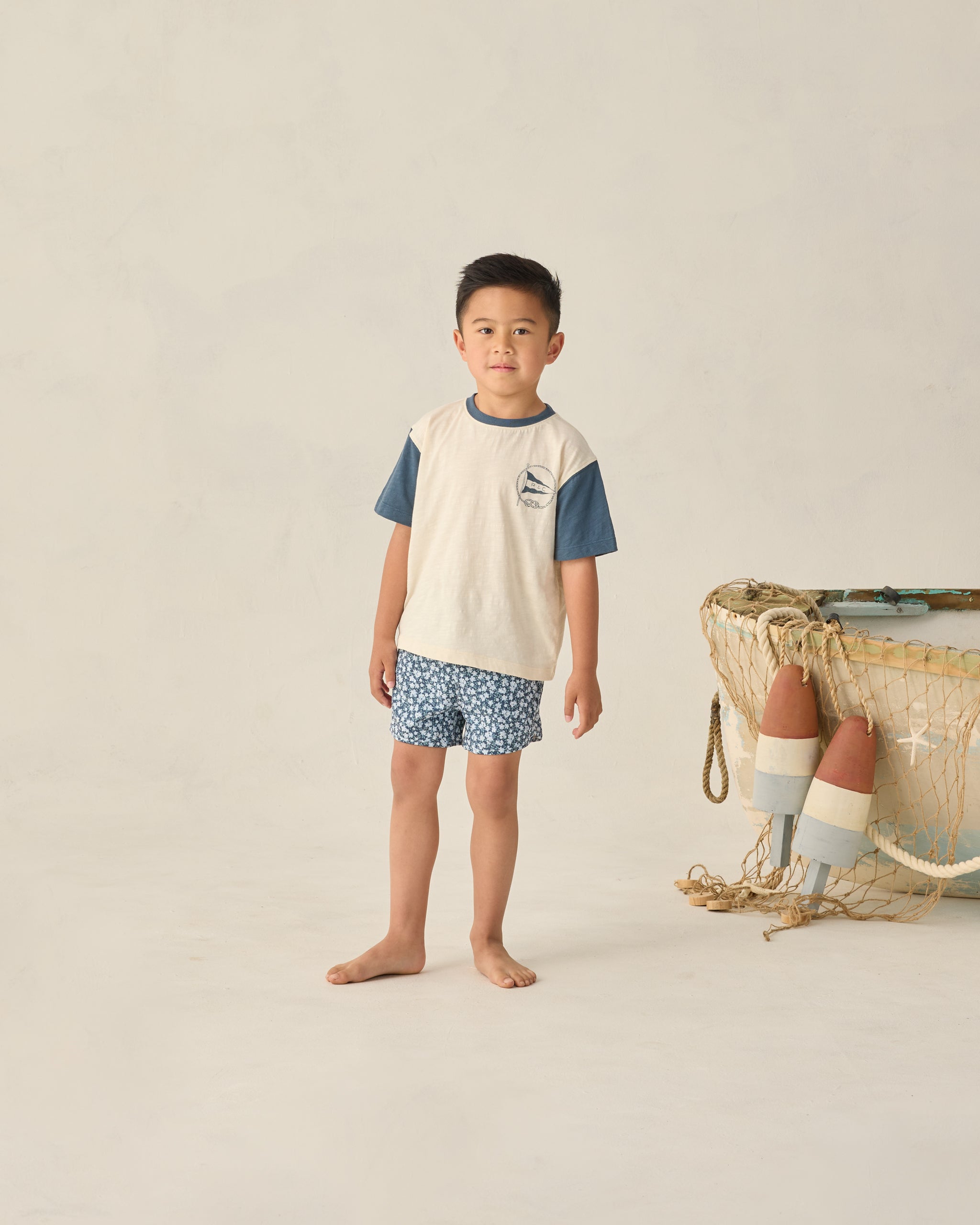 Swim Trunk Navy Floral - Rylee + Cru | Kids Clothes | Trendy Baby Clothes | Modern Infant Outfits |