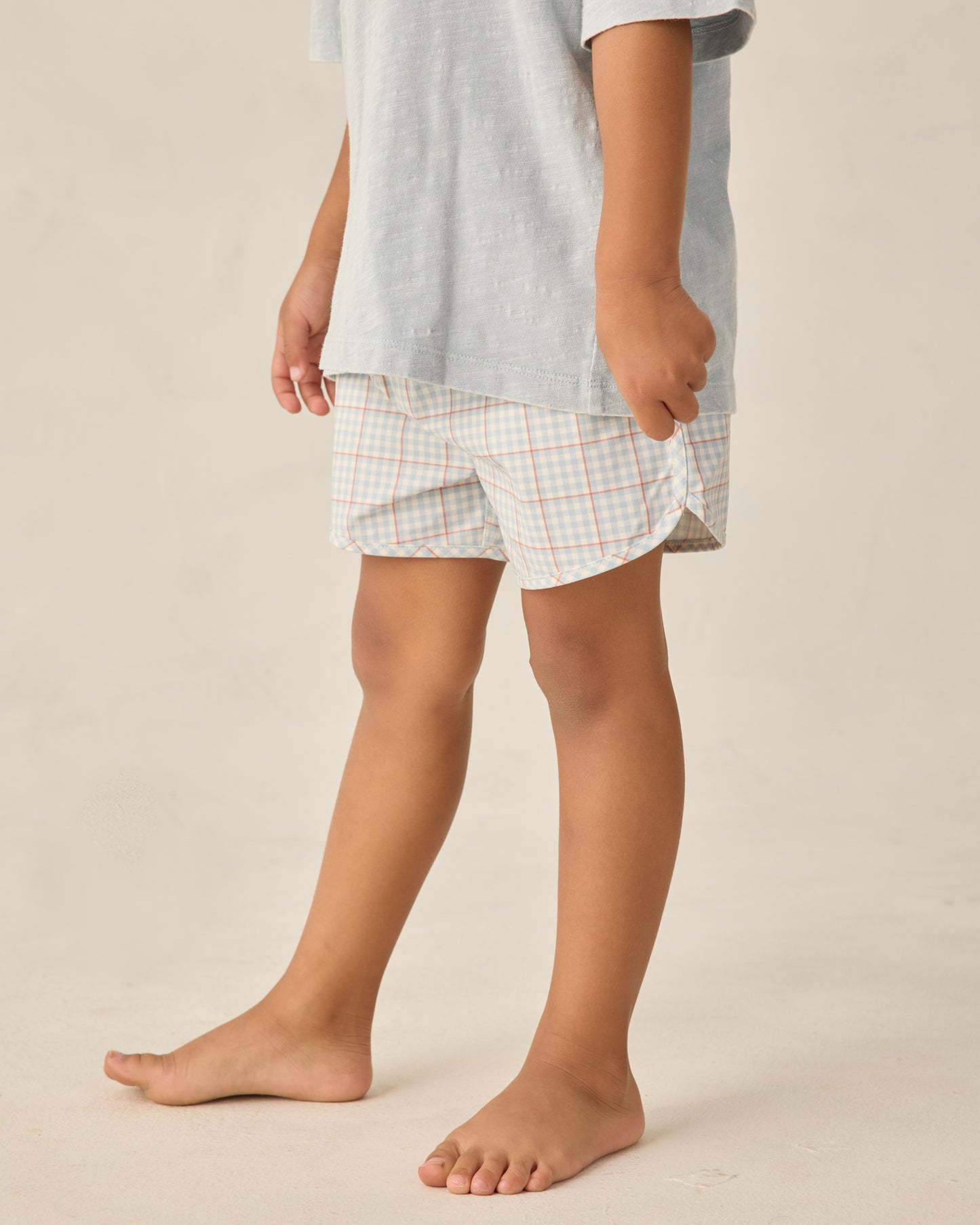 Swim Trunk Light Blue Plaid - Rylee + Cru | Kids Clothes | Trendy Baby Clothes | Modern Infant Outfits |