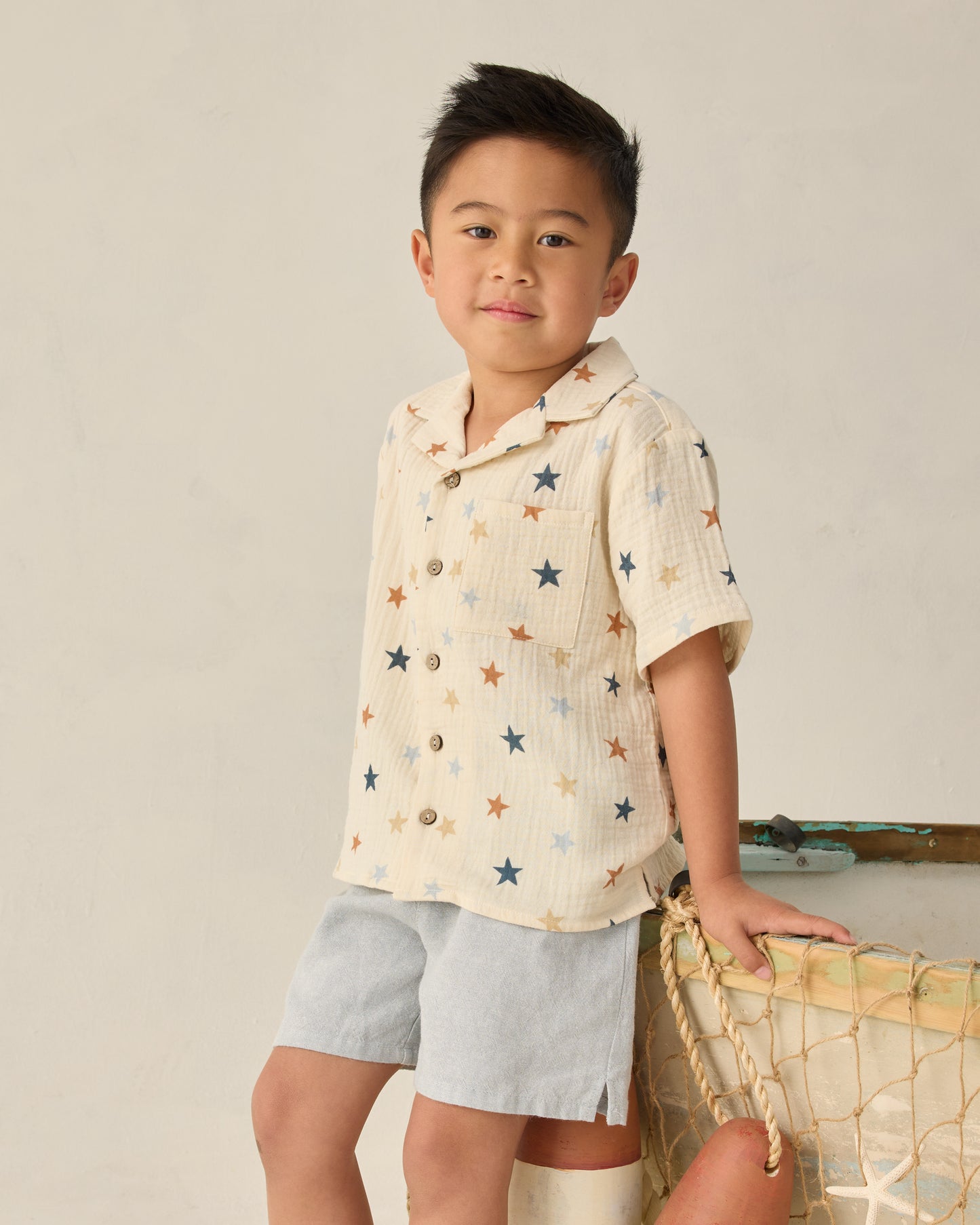 Lapel Collar Shirt Stars - Rylee + Cru | Kids Clothes | Trendy Baby Clothes | Modern Infant Outfits |