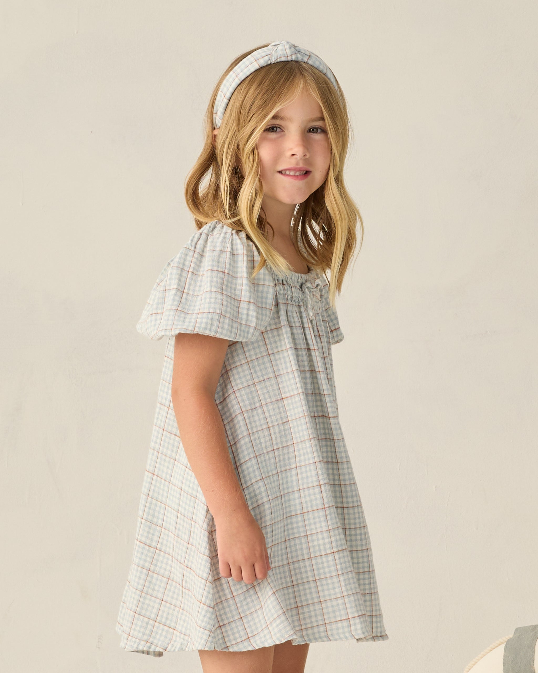 Sabrina Mini Dress Light Blue Plaid - Rylee + Cru | Kids Clothes | Trendy Baby Clothes | Modern Infant Outfits |