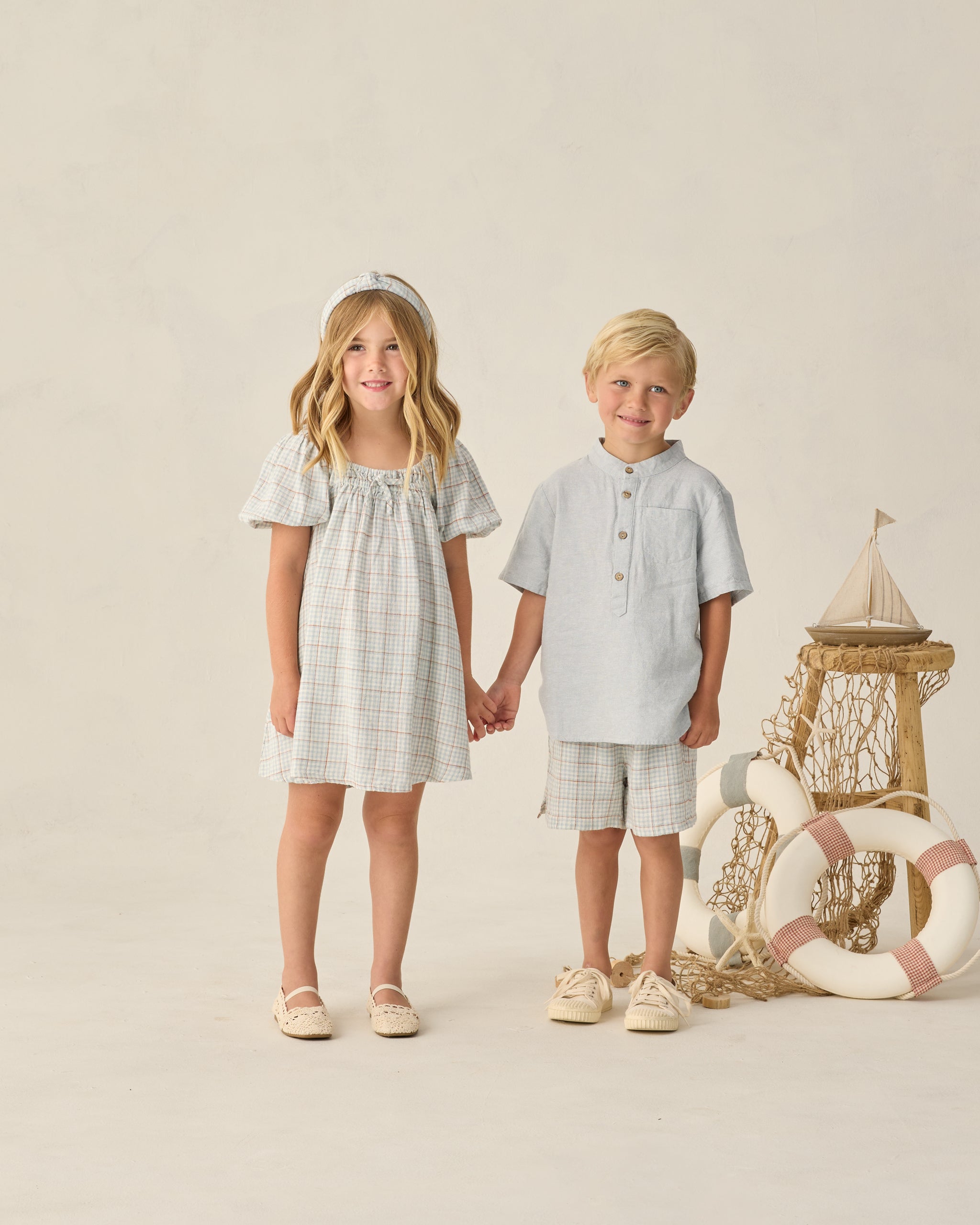 Perry Short Light Blue Plaid - Rylee + Cru | Kids Clothes | Trendy Baby Clothes | Modern Infant Outfits |