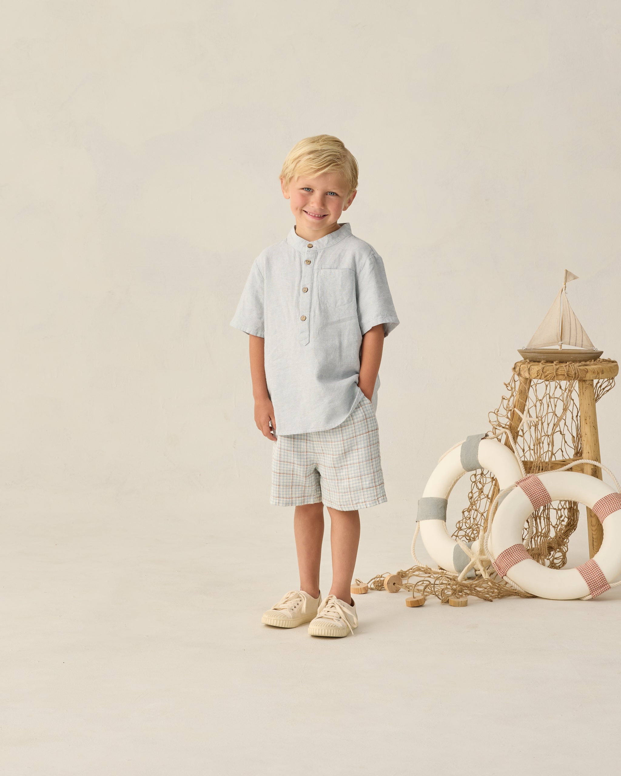 Mason Shirt Heathered Light Blue - Rylee + Cru | Kids Clothes | Trendy Baby Clothes | Modern Infant Outfits |