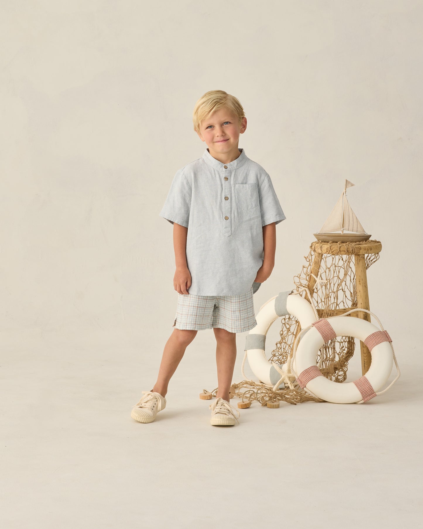 Perry Short Light Blue Plaid - Rylee + Cru | Kids Clothes | Trendy Baby Clothes | Modern Infant Outfits |