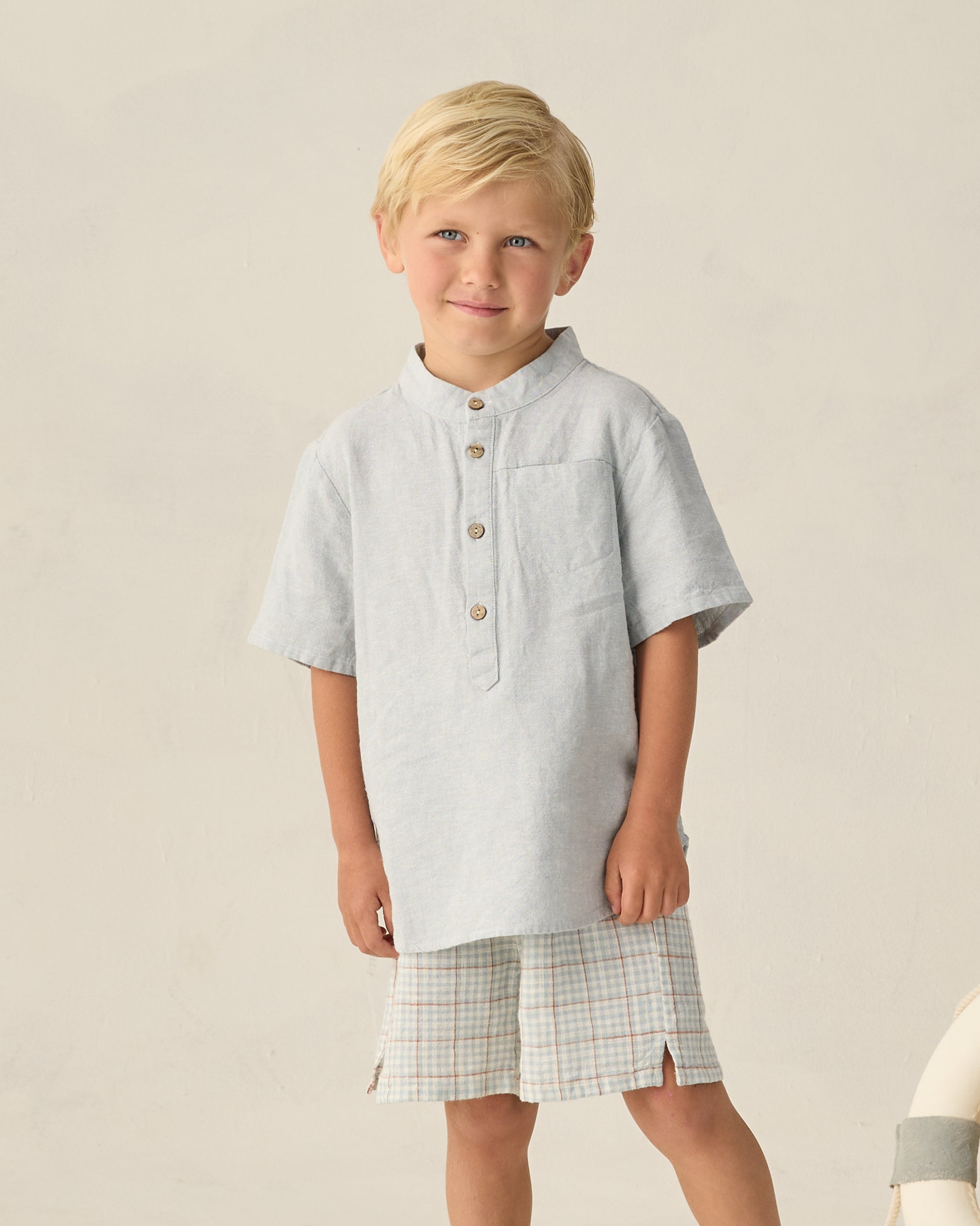 Mason Shirt Heathered Light Blue - Rylee + Cru | Kids Clothes | Trendy Baby Clothes | Modern Infant Outfits |