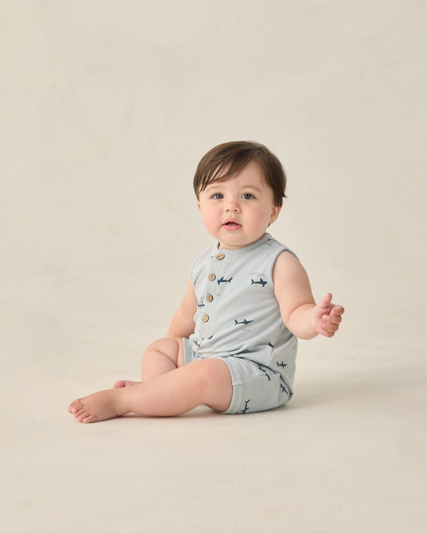 Davis Romper Sharks - Rylee + Cru | Kids Clothes | Trendy Baby Clothes | Modern Infant Outfits |