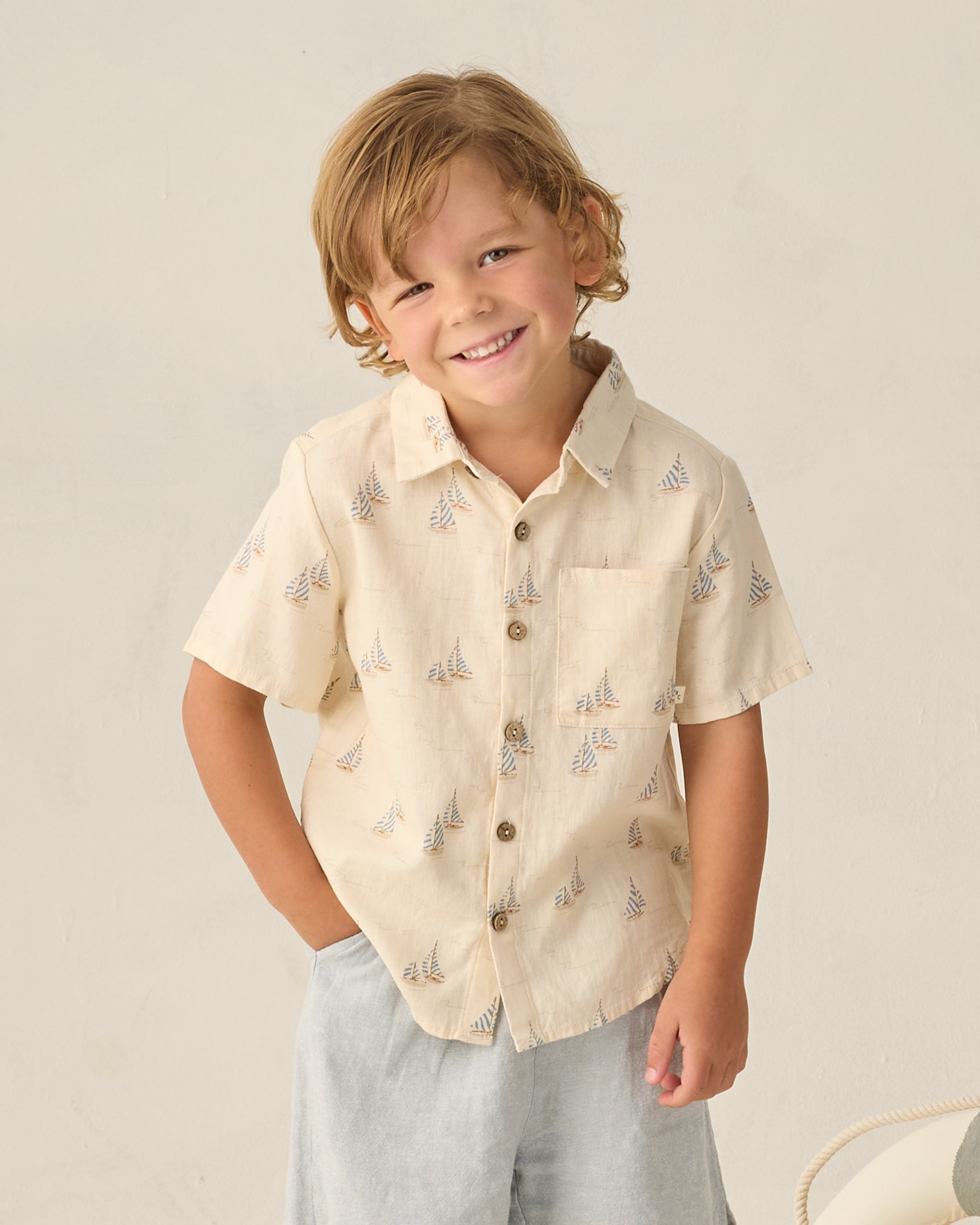 Collared Short Sleeve Shirt Sail – Rylee + Cru Collared Short Sleeve Shirt Sail – Rylee + Cru