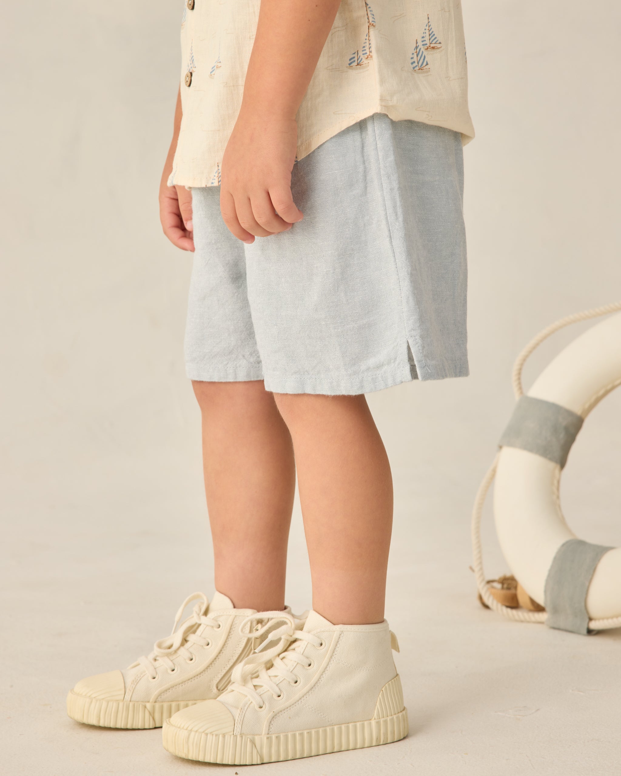 Perry Short Heathered Light Blue - Rylee + Cru | Kids Clothes | Trendy Baby Clothes | Modern Infant Outfits |