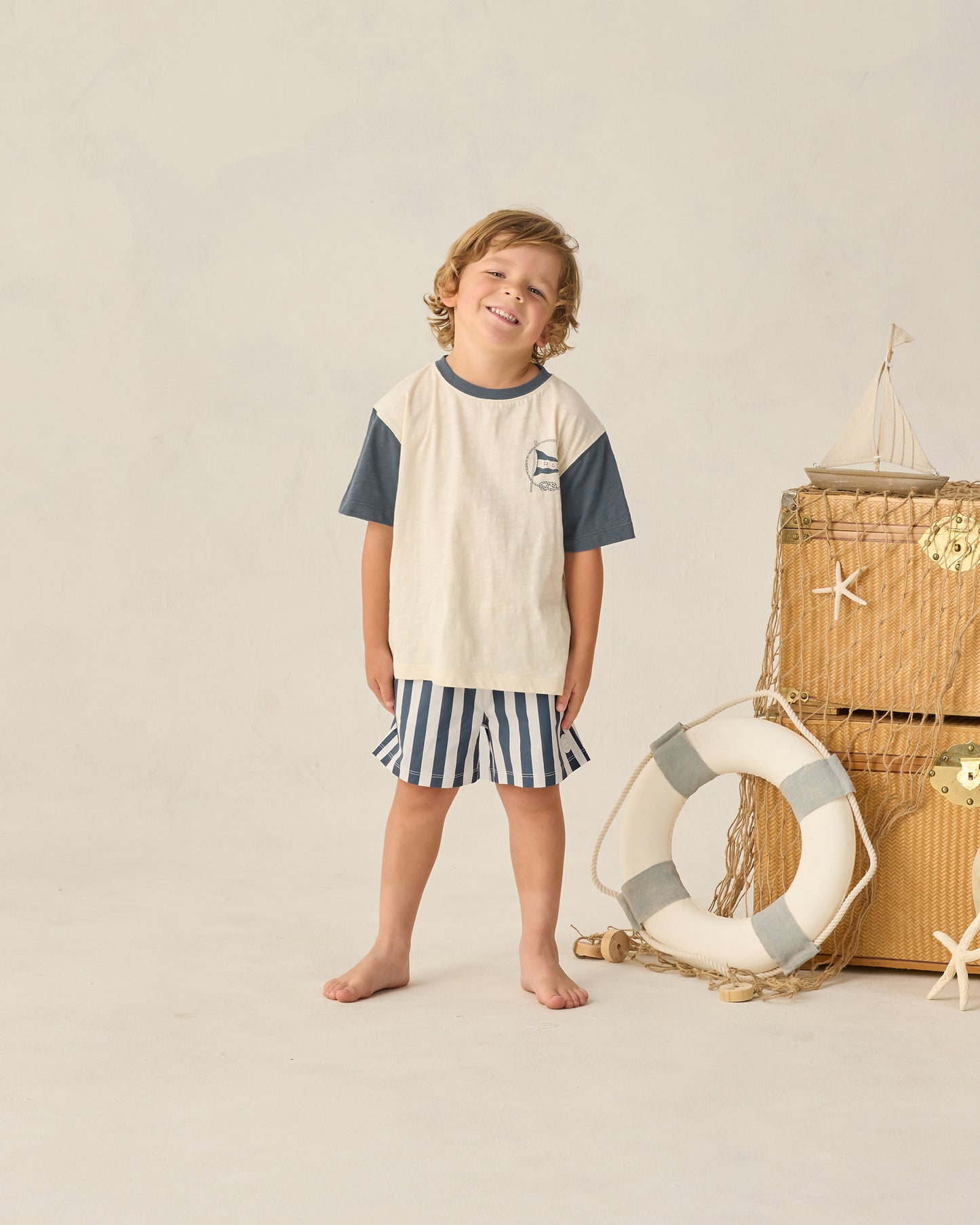 Boardshort Navy Stripe - Rylee + Cru | Kids Clothes | Trendy Baby Clothes | Modern Infant Outfits |