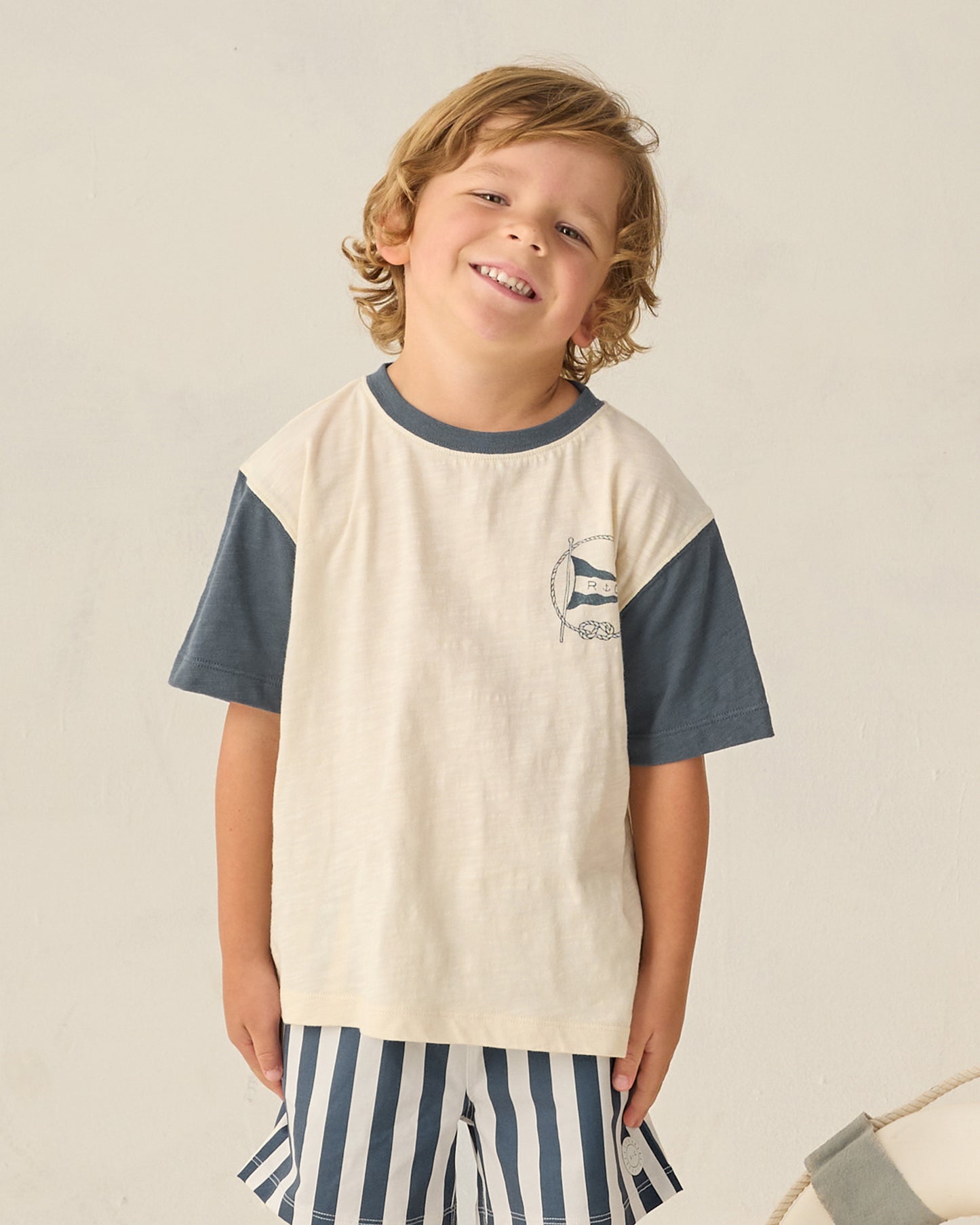 Contrast Short Sleeve Tee Nautical Flag - Rylee + Cru | Kids Clothes | Trendy Baby Clothes | Modern Infant Outfits |