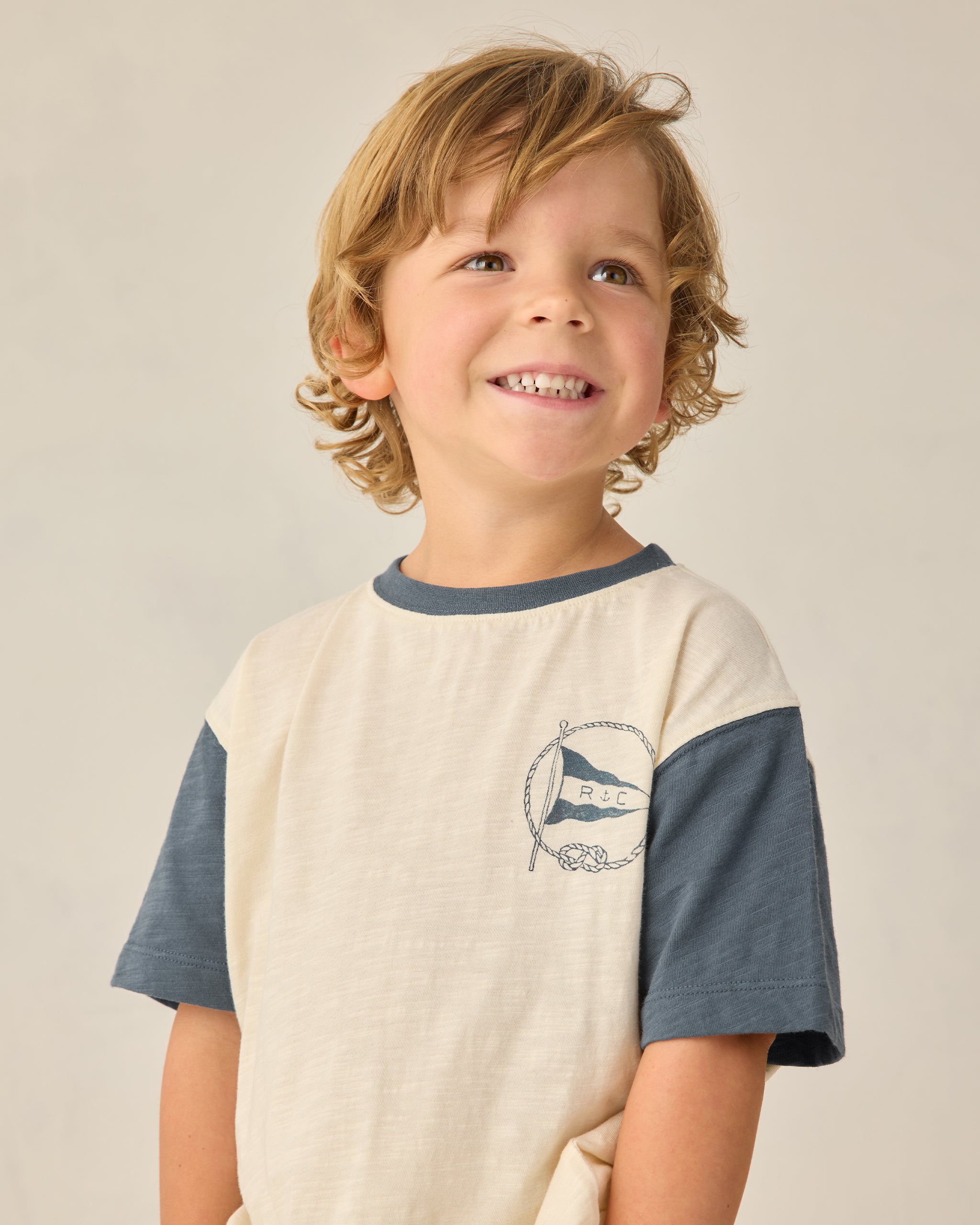 Contrast Short Sleeve Tee Nautical Flag - Rylee + Cru | Kids Clothes | Trendy Baby Clothes | Modern Infant Outfits |