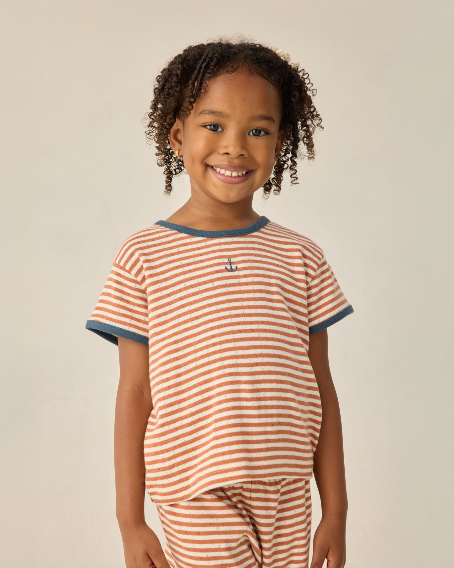Pointelle Tee Poppy Stripe - Rylee + Cru | Kids Clothes | Trendy Baby Clothes | Modern Infant Outfits |