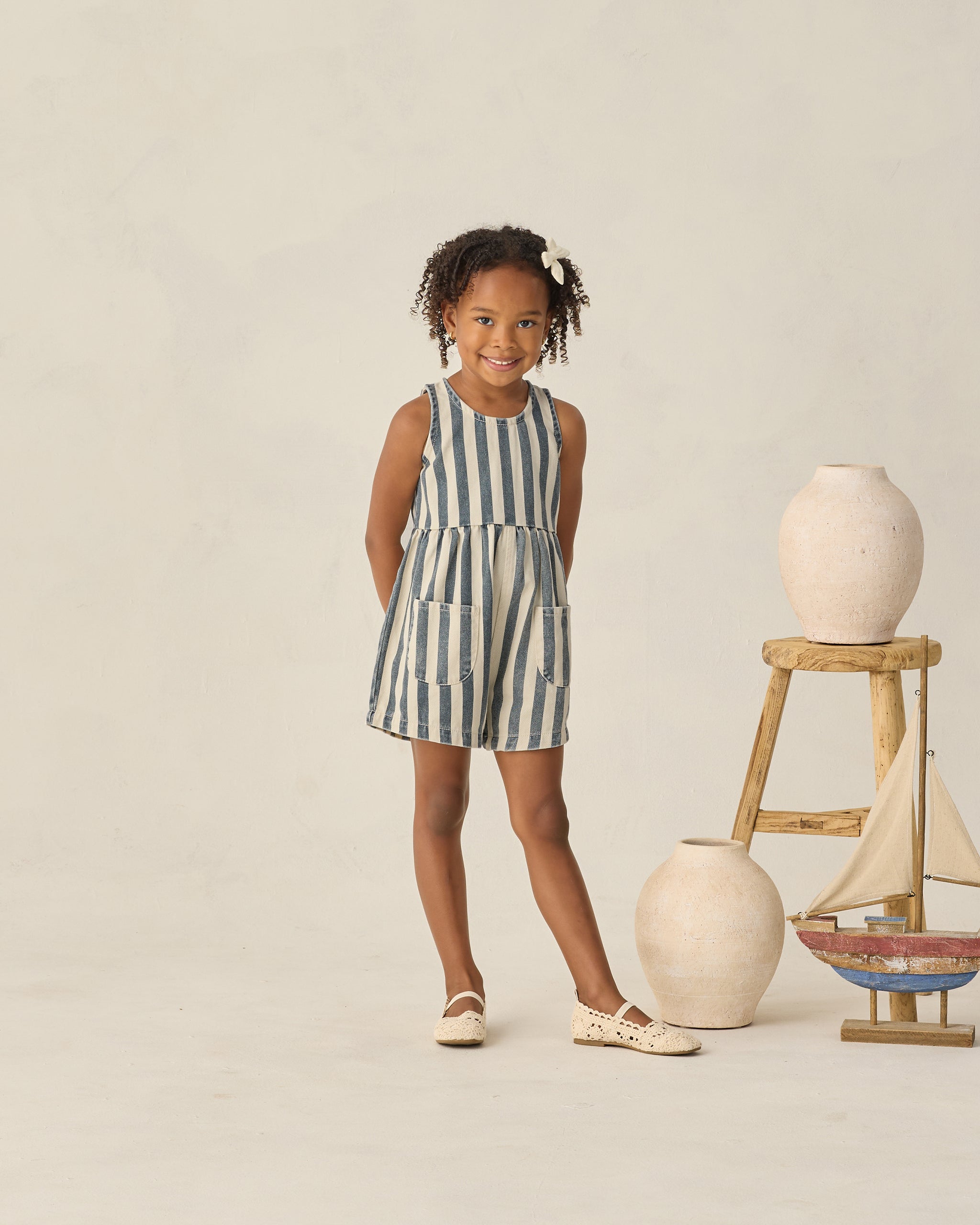 Dani Romper Navy Stripe - Rylee + Cru | Kids Clothes | Trendy Baby Clothes | Modern Infant Outfits |