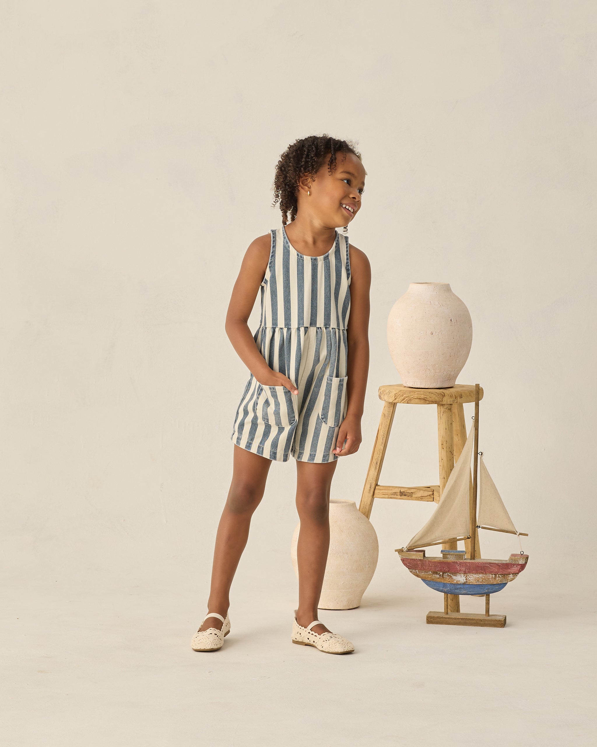 Dani Romper Navy Stripe - Rylee + Cru | Kids Clothes | Trendy Baby Clothes | Modern Infant Outfits |
