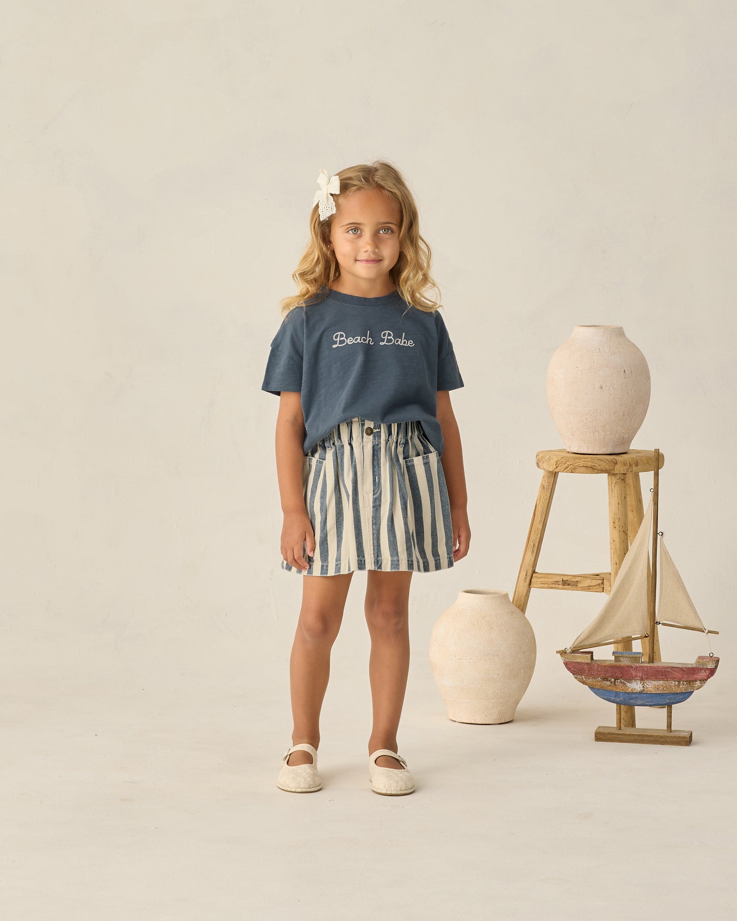 Denim Mini Skirt Navy Stripe - Rylee + Cru | Kids Clothes | Trendy Baby Clothes | Modern Infant Outfits |