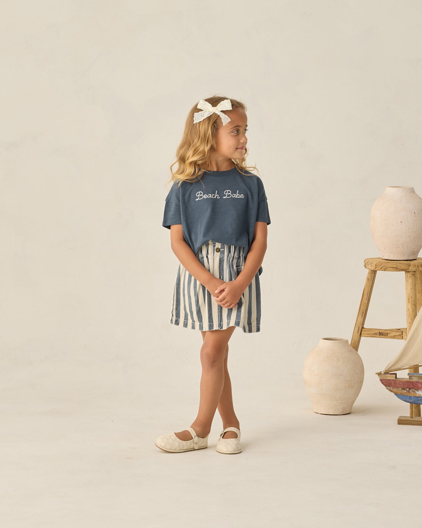 Denim Mini Skirt Navy Stripe - Rylee + Cru | Kids Clothes | Trendy Baby Clothes | Modern Infant Outfits |
