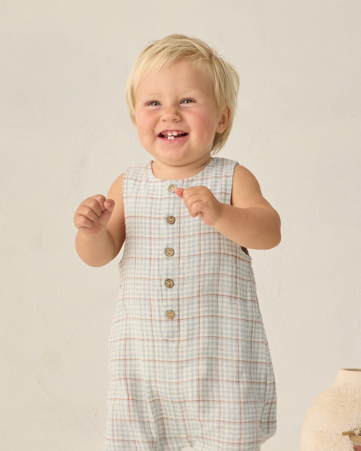 Button Jumpsuit Light Blue Plaid - Rylee + Cru | Kids Clothes | Trendy Baby Clothes | Modern Infant Outfits |