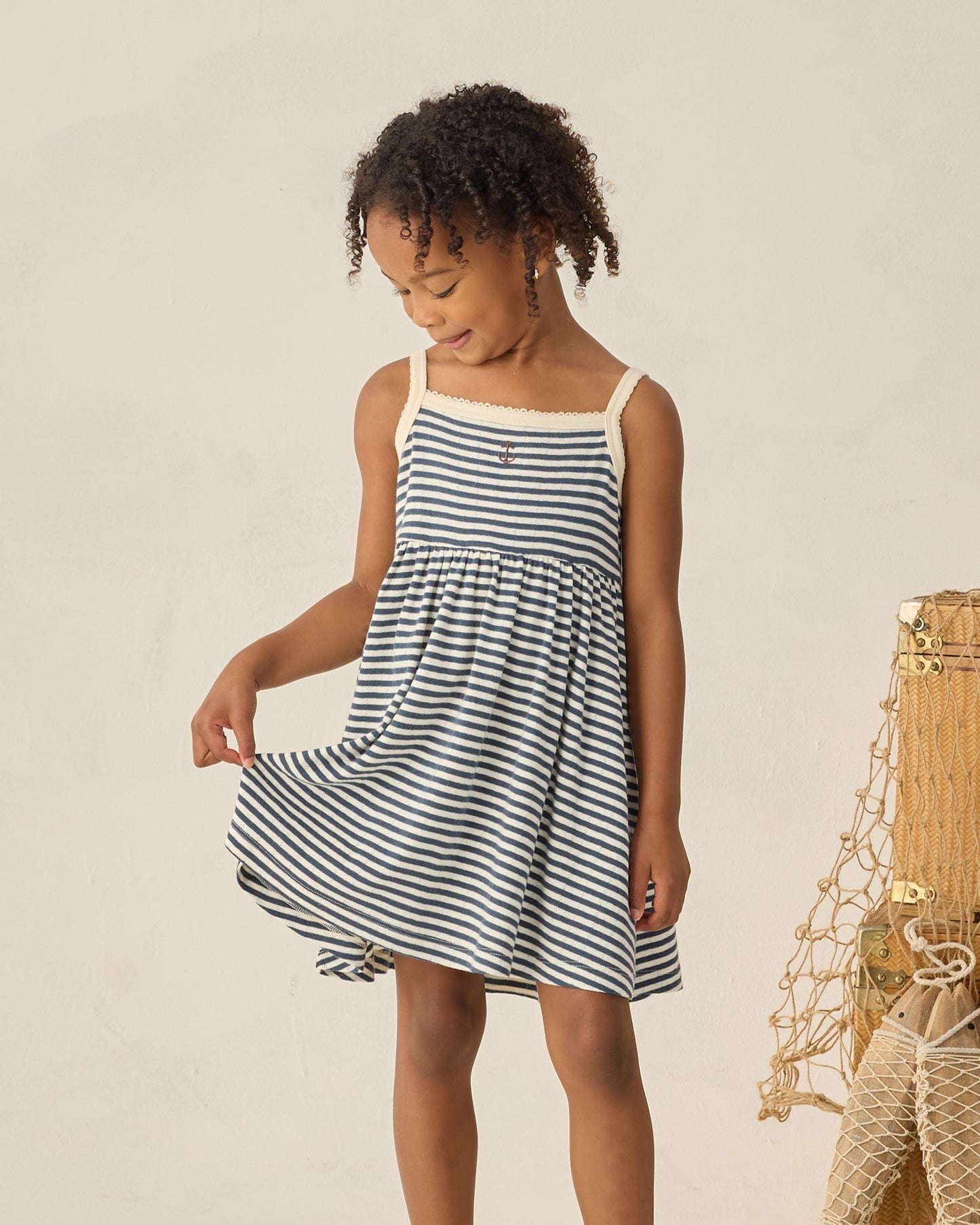 Lea Dress Navy Stripe - Rylee + Cru | Kids Clothes | Trendy Baby Clothes | Modern Infant Outfits |