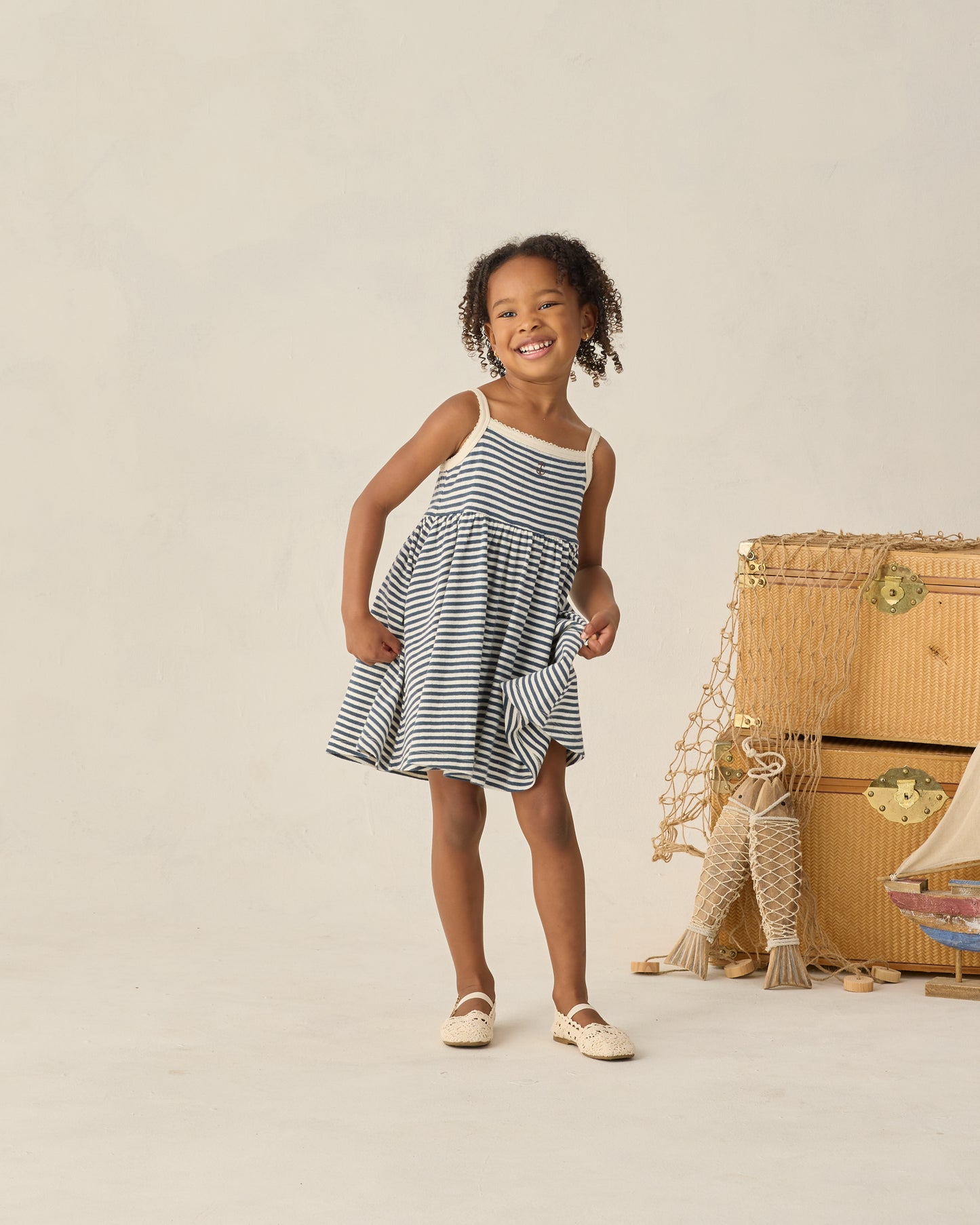 Lea Dress Navy Stripe - Rylee + Cru | Kids Clothes | Trendy Baby Clothes | Modern Infant Outfits |