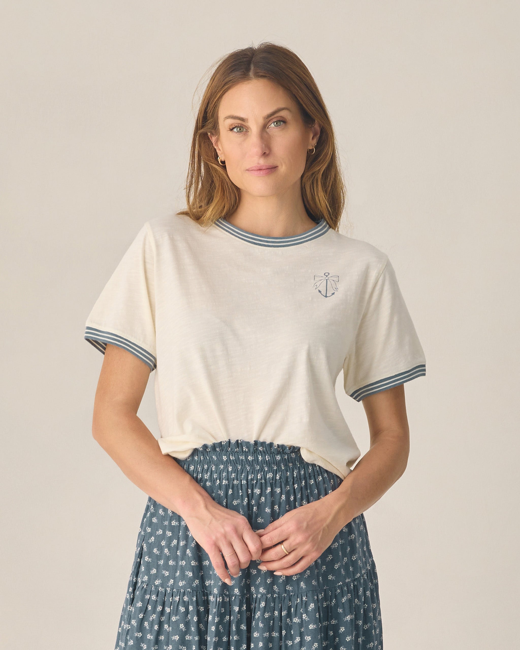 Ringer-T-Shirt für Damen mit Ankerschleife