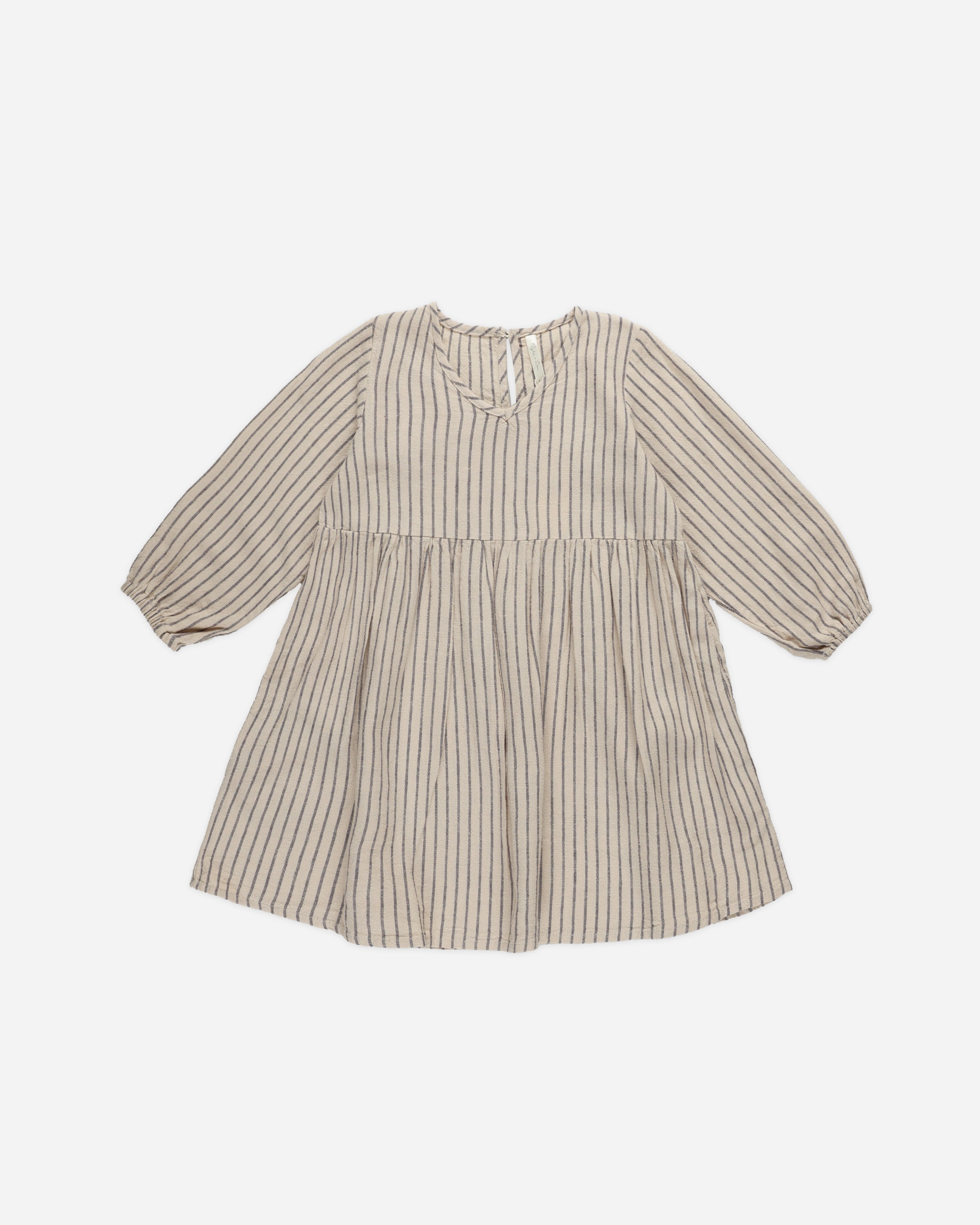 V Neck Babydoll Dress || Slate Pinstripe - Rylee + Cru | Kids Clothes | Trendy Baby Clothes | Modern Infant Outfits |