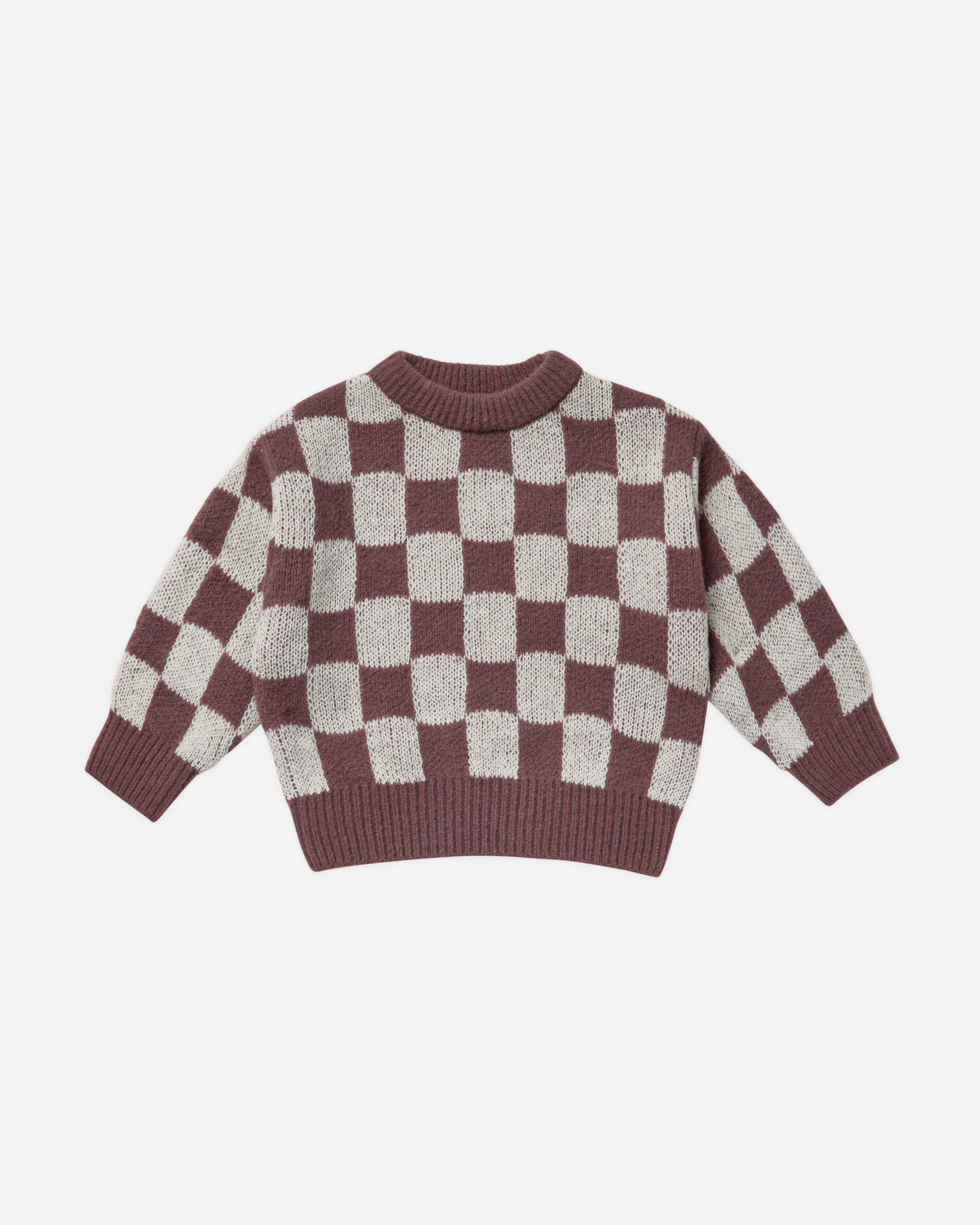 Knit Pullover || Plum Checker - Rylee + Cru | Kids Clothes | Trendy Baby Clothes | Modern Infant Outfits |