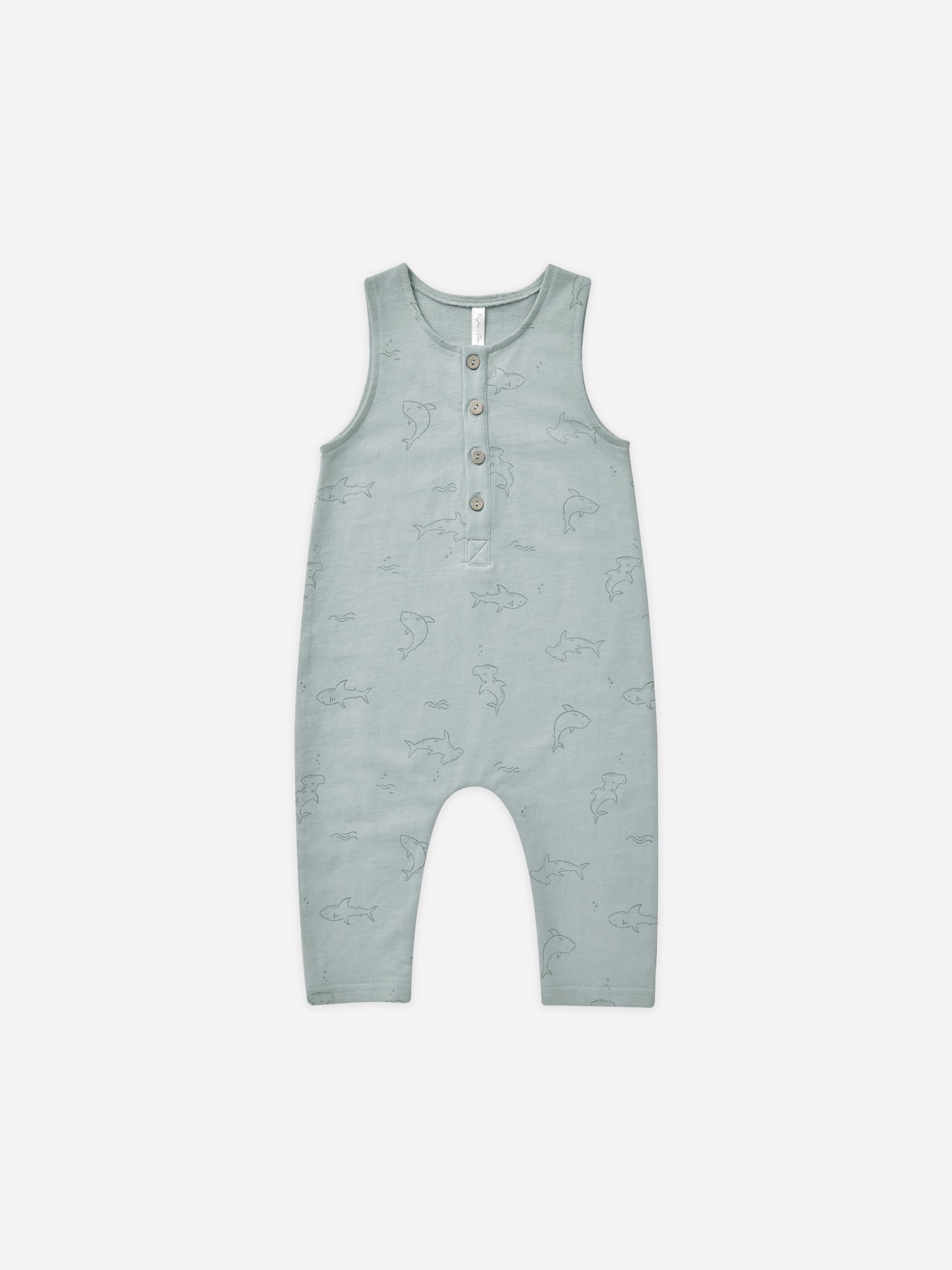 Terry Jumpsuit || Sharks - Rylee + Cru | Kids Clothes | Trendy Baby Clothes | Modern Infant Outfits |