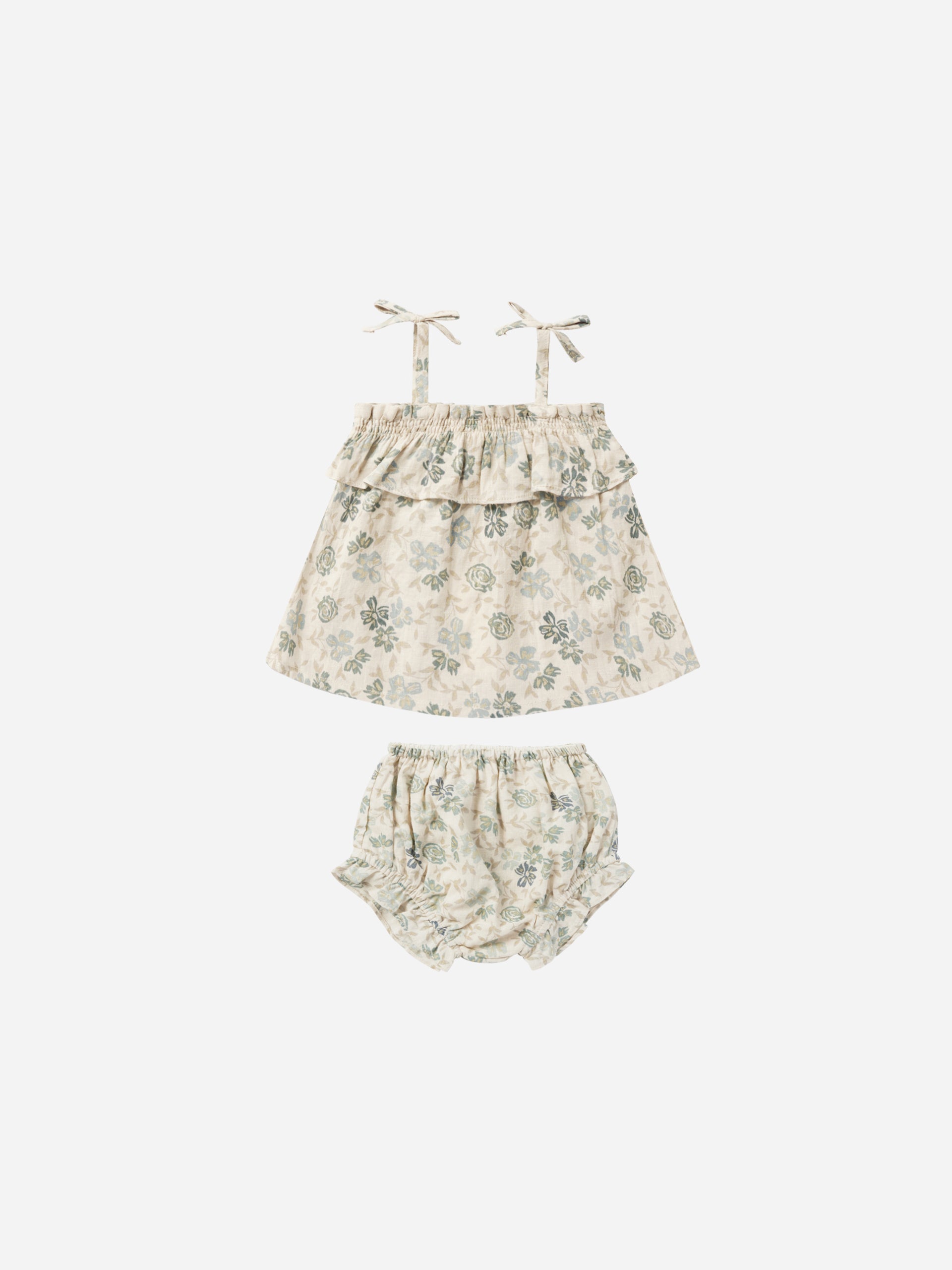 Ruffle Tube Top Set || Blue Floral - Rylee + Cru | Kids Clothes | Trendy Baby Clothes | Modern Infant Outfits |