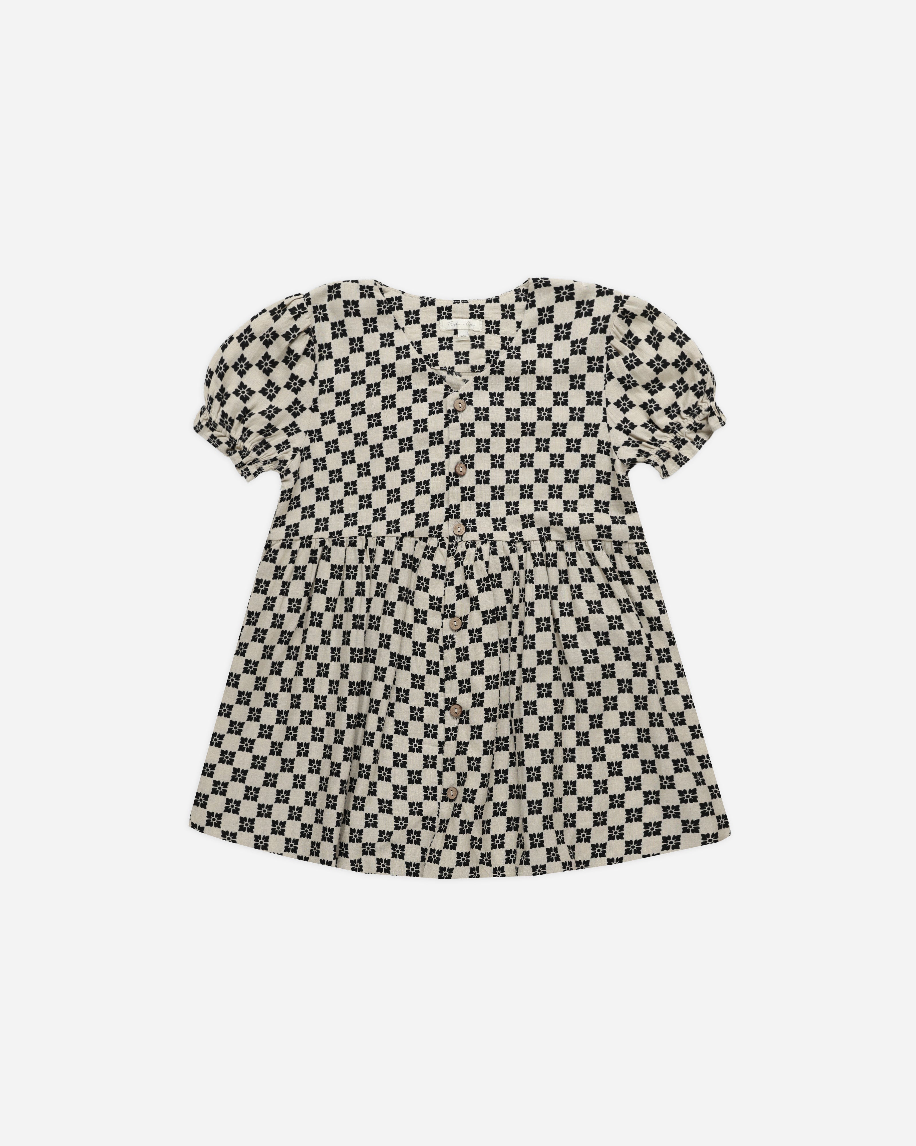 Jeanette Dress || Flower Check - Rylee + Cru | Kids Clothes | Trendy Baby Clothes | Modern Infant Outfits |