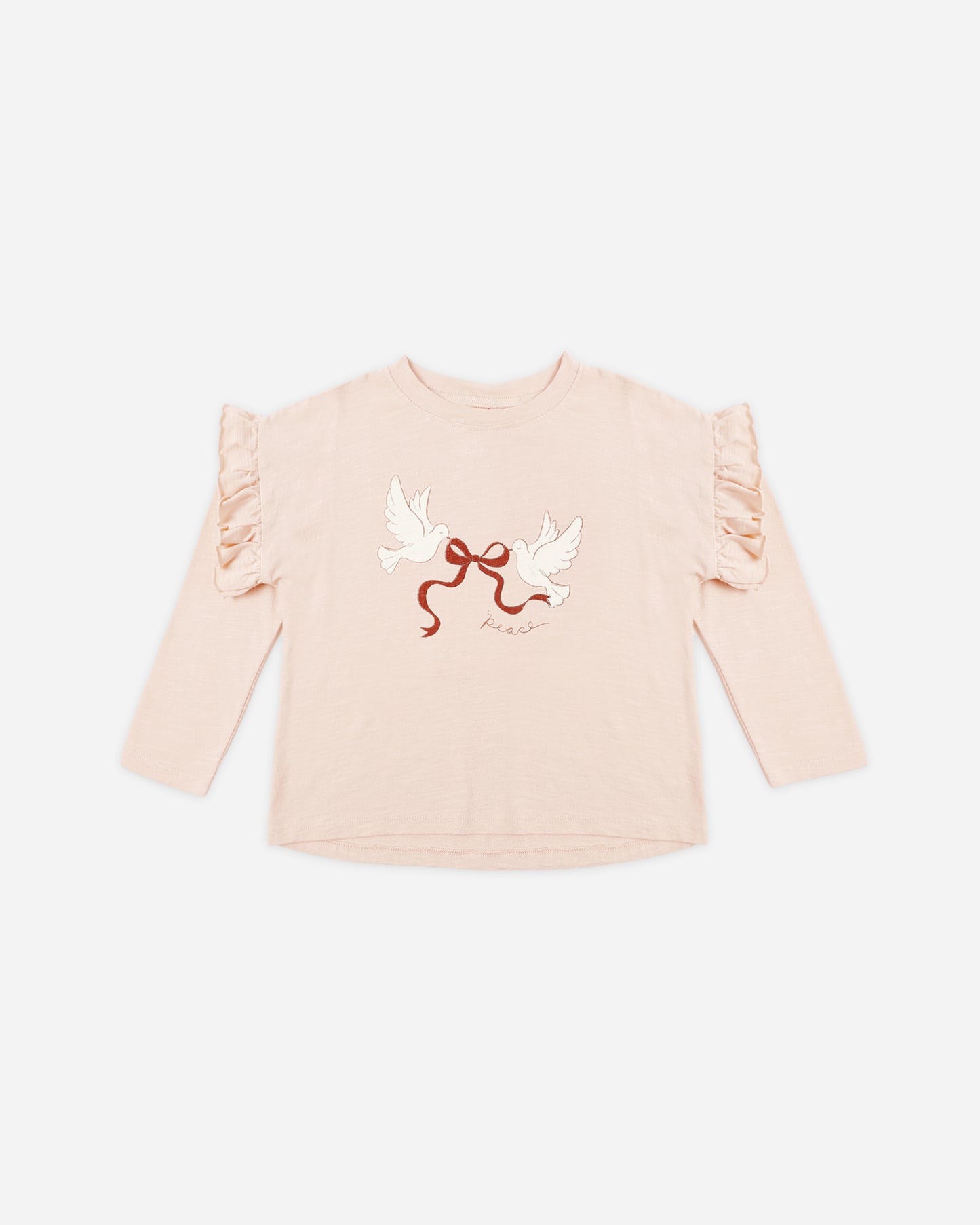 Ruffle Long Sleeve Tee || Peace - Rylee + Cru | Kids Clothes | Trendy Baby Clothes | Modern Infant Outfits |