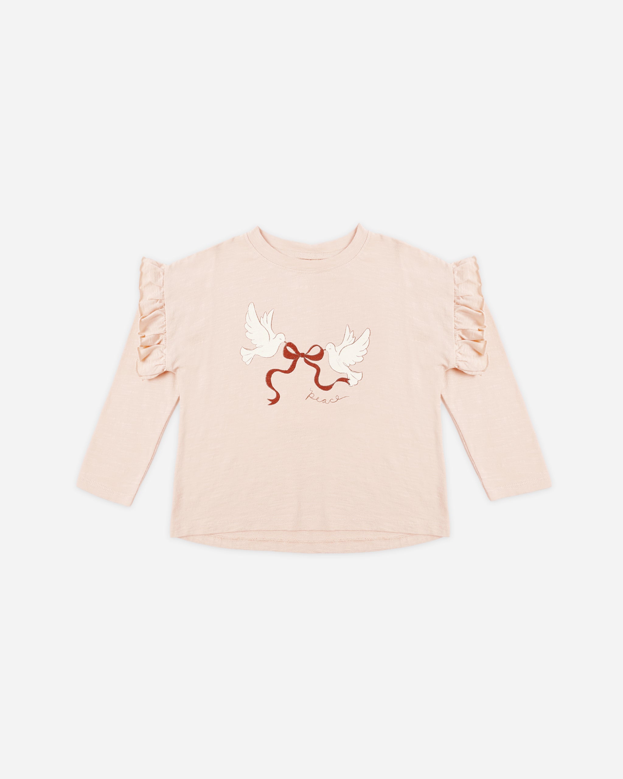 Ruffle Long Sleeve Tee || Peace - Rylee + Cru | Kids Clothes | Trendy Baby Clothes | Modern Infant Outfits |