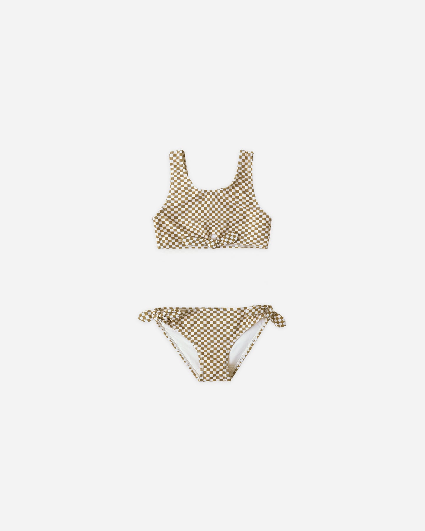 Knotted Bikini Ocre Check - Rylee + Cru | Kids Clothes | Trendy Baby Clothes | Modern Infant Outfits |