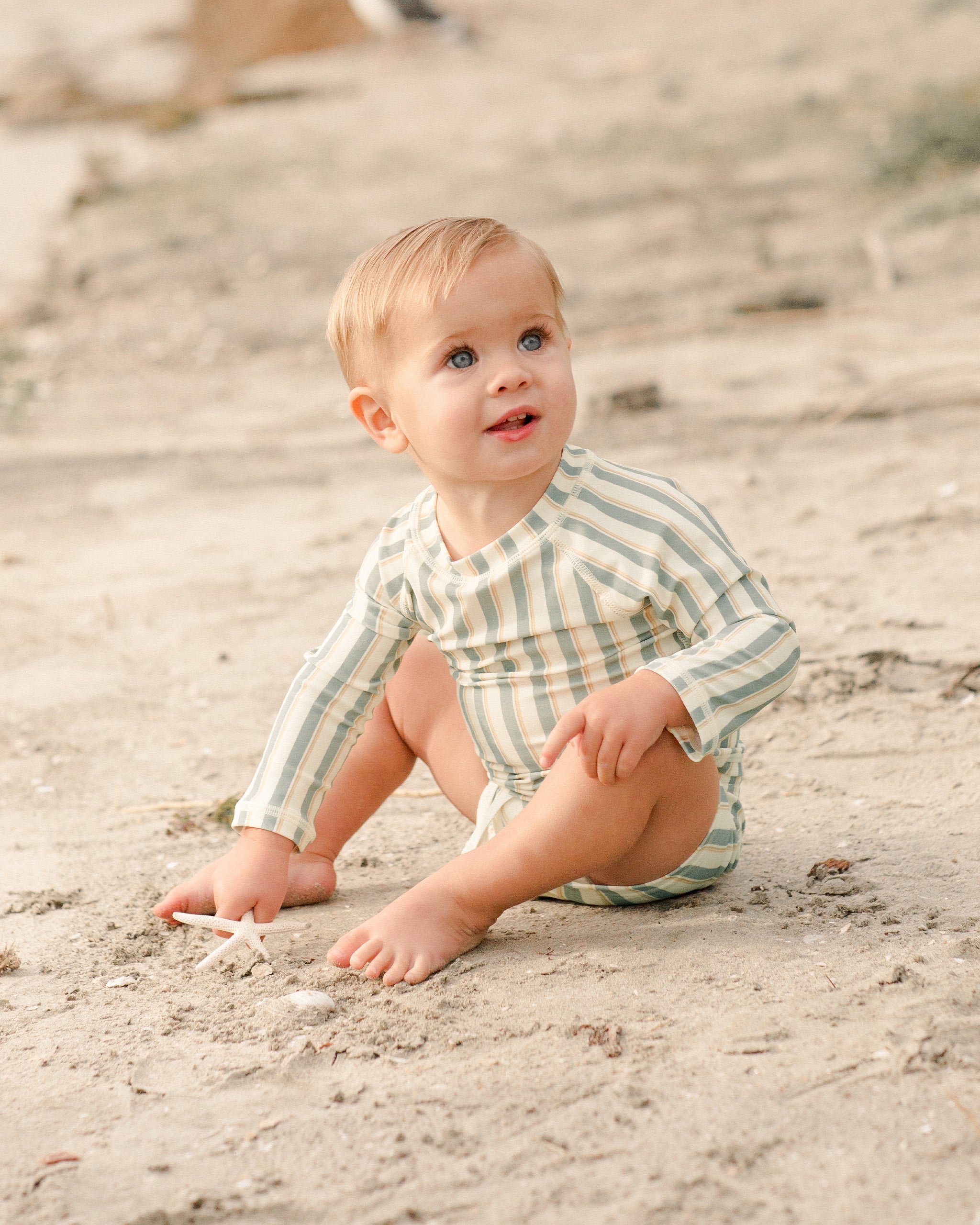 Rash Guard Boy Set || Aqua Stripe