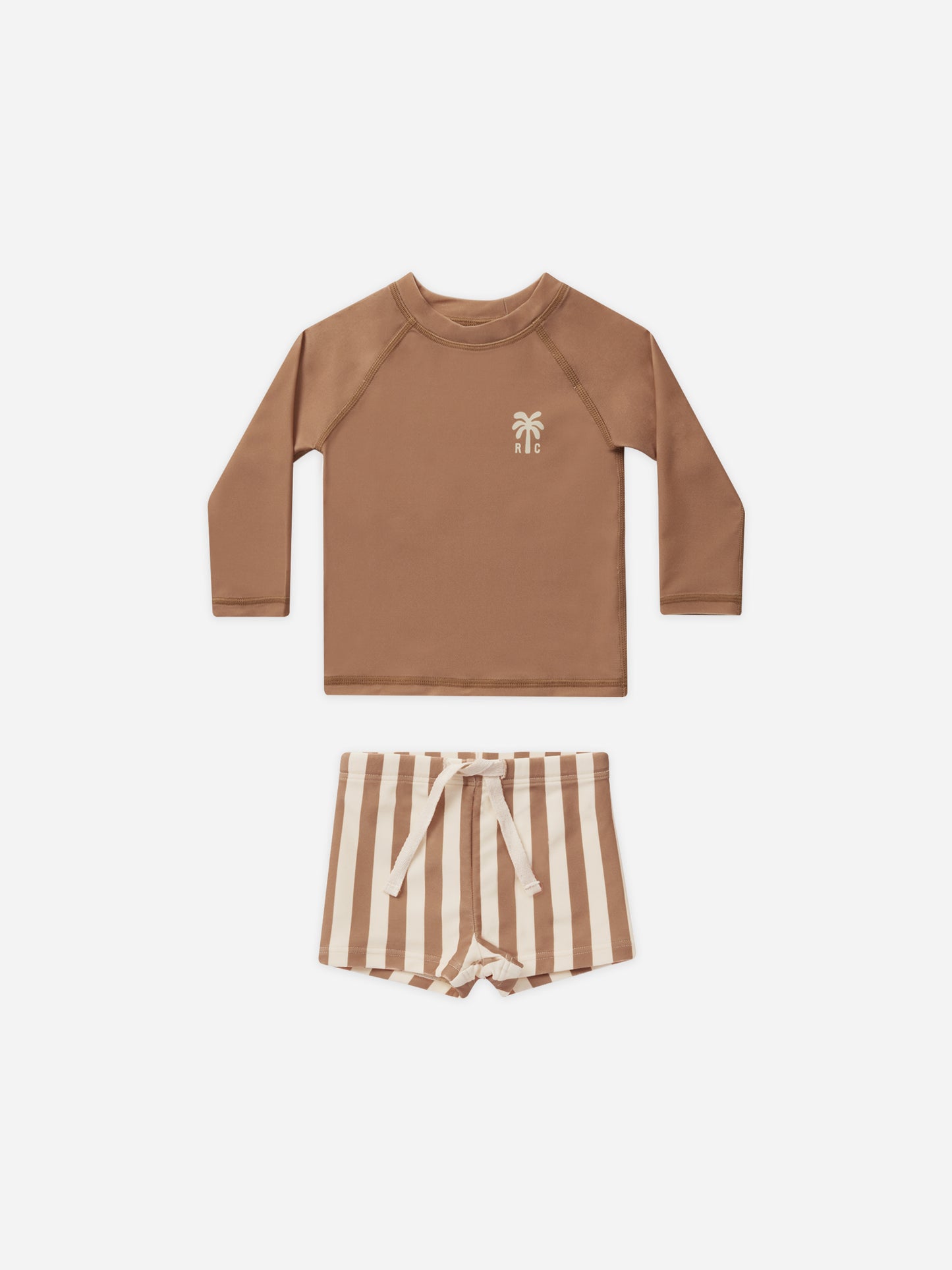 Rash Guard Boy Set || Clay Stripe - Rylee + Cru | Kids Clothes | Trendy Baby Clothes | Modern Infant Outfits |