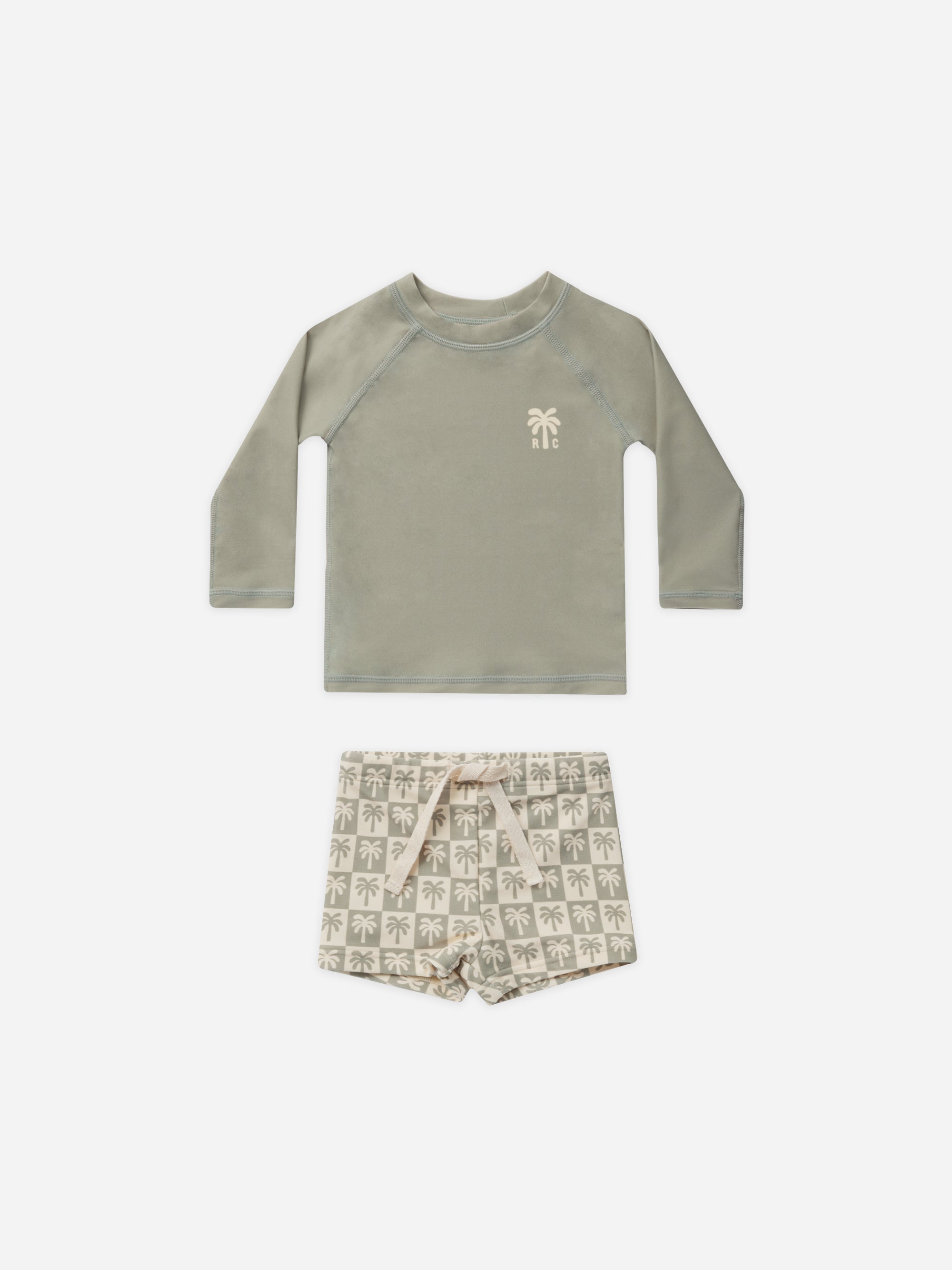 Rash Guard Boy Set || Palm Check - Rylee + Cru | Kids Clothes | Trendy Baby Clothes | Modern Infant Outfits |