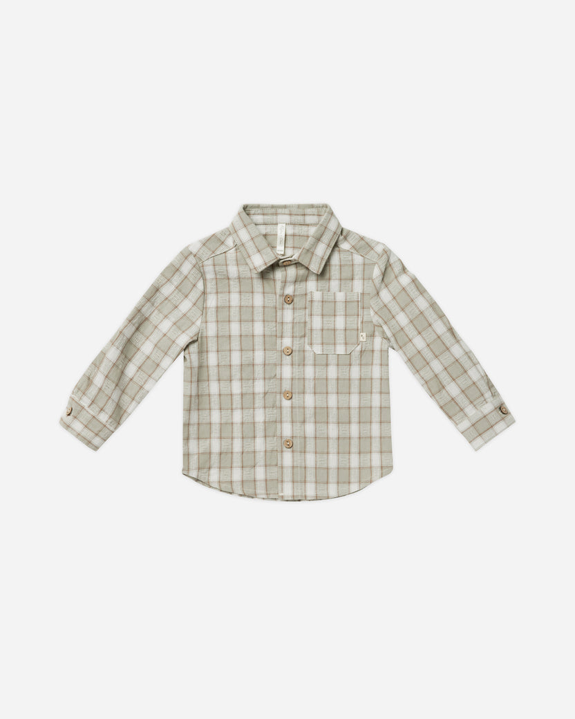 Rylee + Cru Baby Boy Collared Flannel Romper - Holiday Plaid Red/Green main image 1