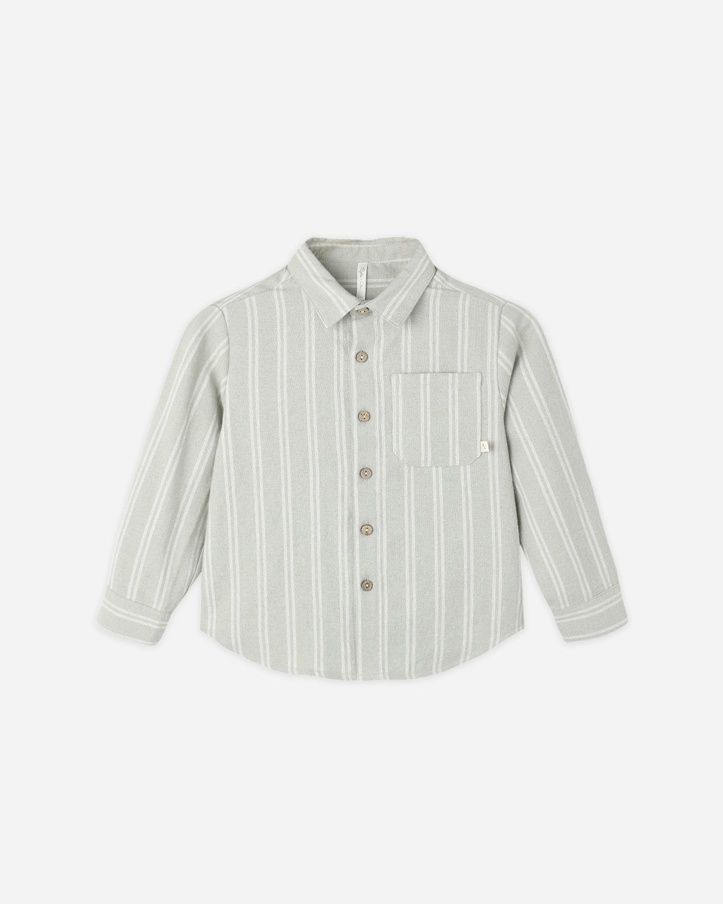 Collared Long Sleeve Shirt Sage Pinstripe - Rylee + Cru | Kids Clothes | Trendy Baby Clothes | Modern Infant Outfits |