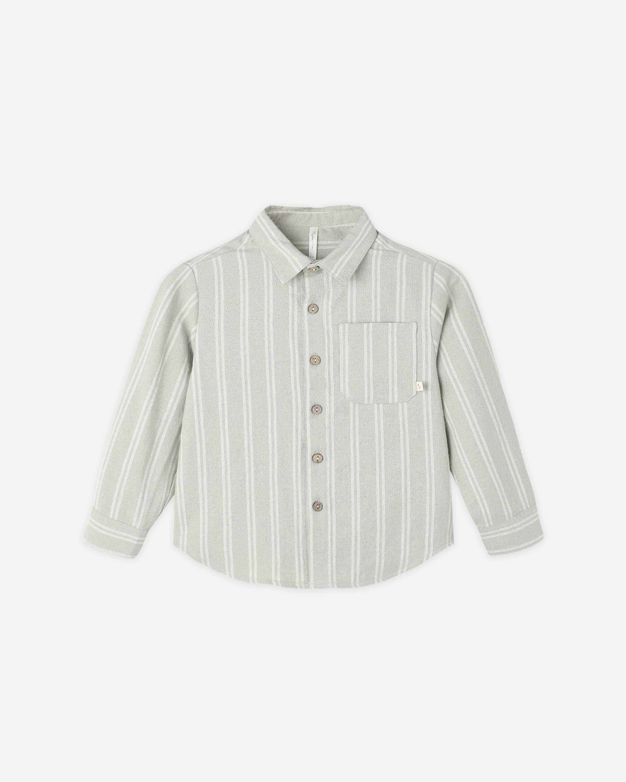 Collared Long Sleeve Shirt Sage Pinstripe - Rylee + Cru | Kids Clothes | Trendy Baby Clothes | Modern Infant Outfits |
