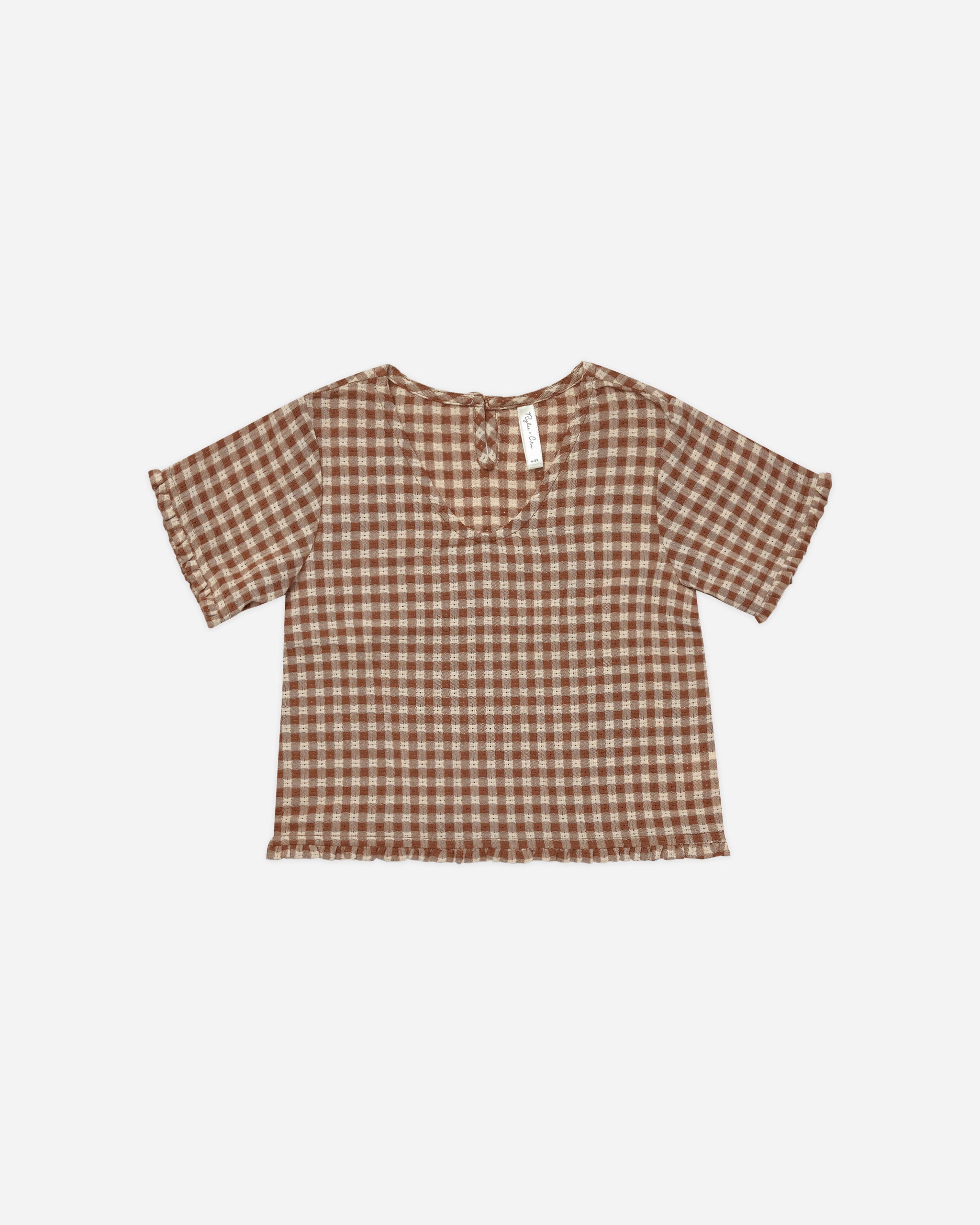 Rory Top || Brown Gingham - Rylee + Cru | Kids Clothes | Trendy Baby Clothes | Modern Infant Outfits |