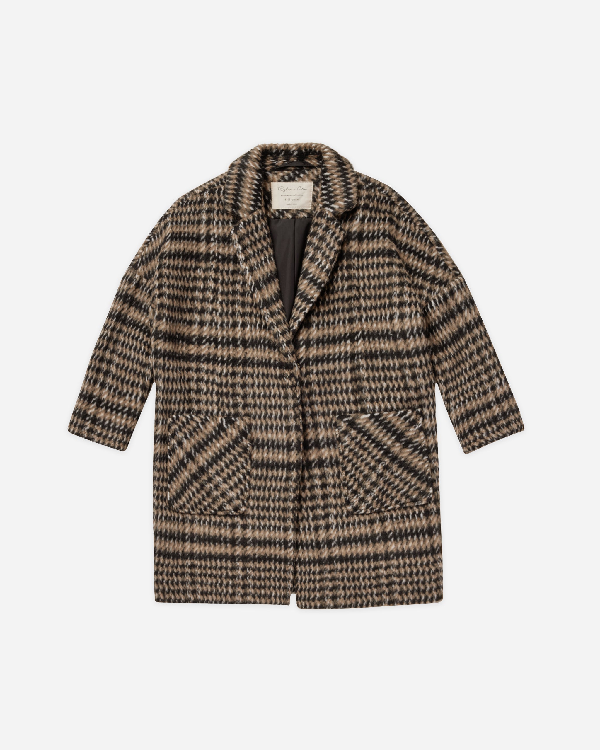 Longline Coat || Brown Houndstooth - Rylee + Cru | Kids Clothes | Trendy Baby Clothes | Modern Infant Outfits |