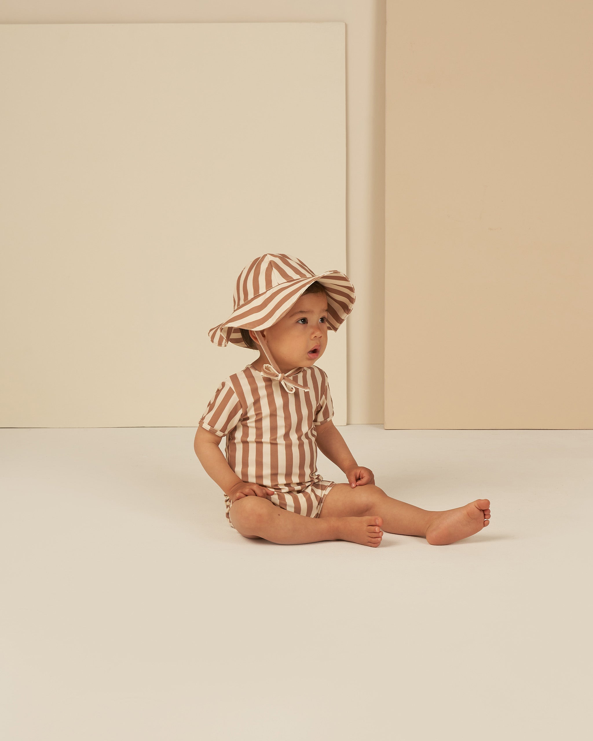 Shorty One-Piece || Clay Stripe - Rylee + Cru | Kids Clothes | Trendy Baby Clothes | Modern Infant Outfits |