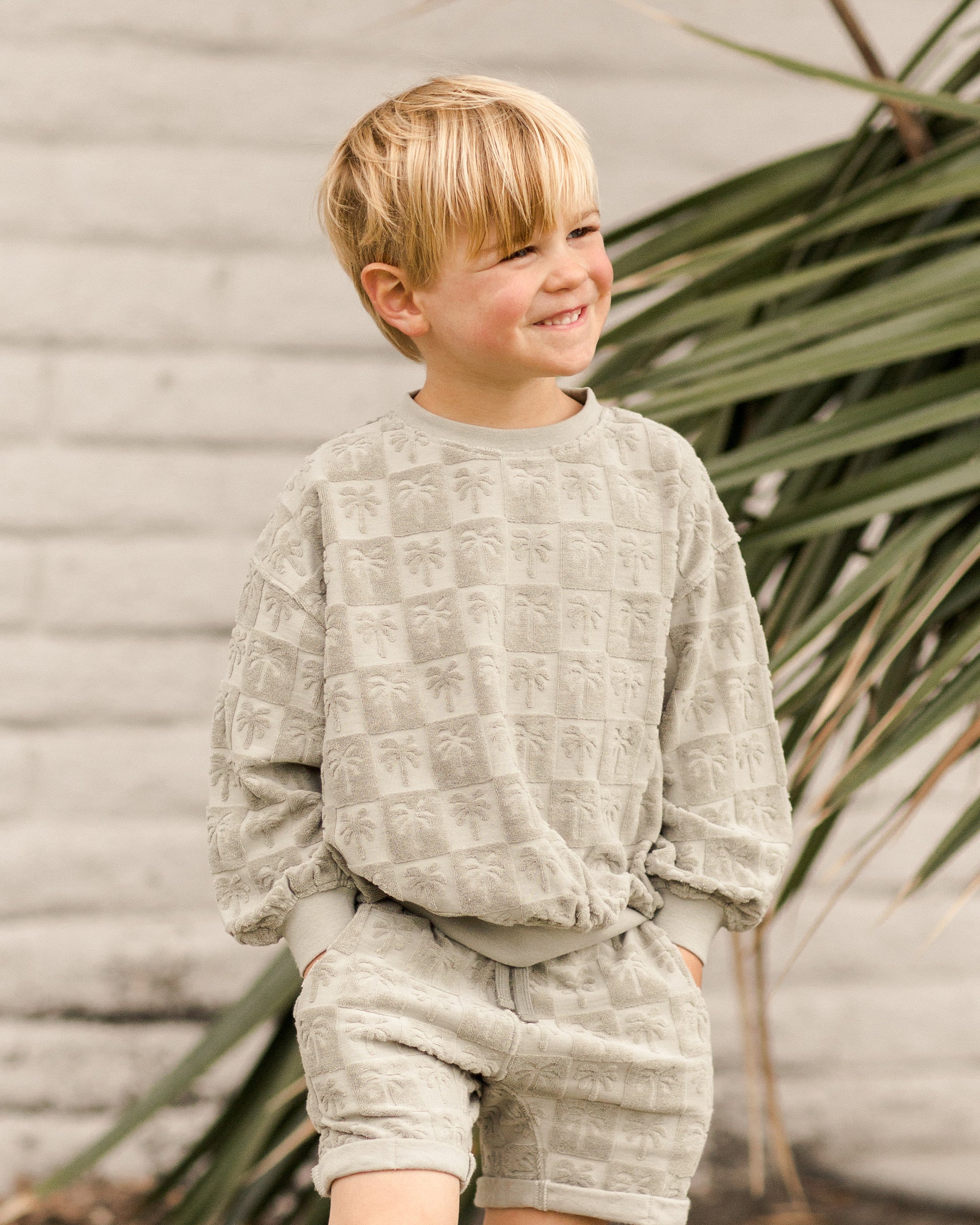 Sweatshirt || Palm Check - Rylee + Cru | Kids Clothes | Trendy Baby Clothes | Modern Infant Outfits |